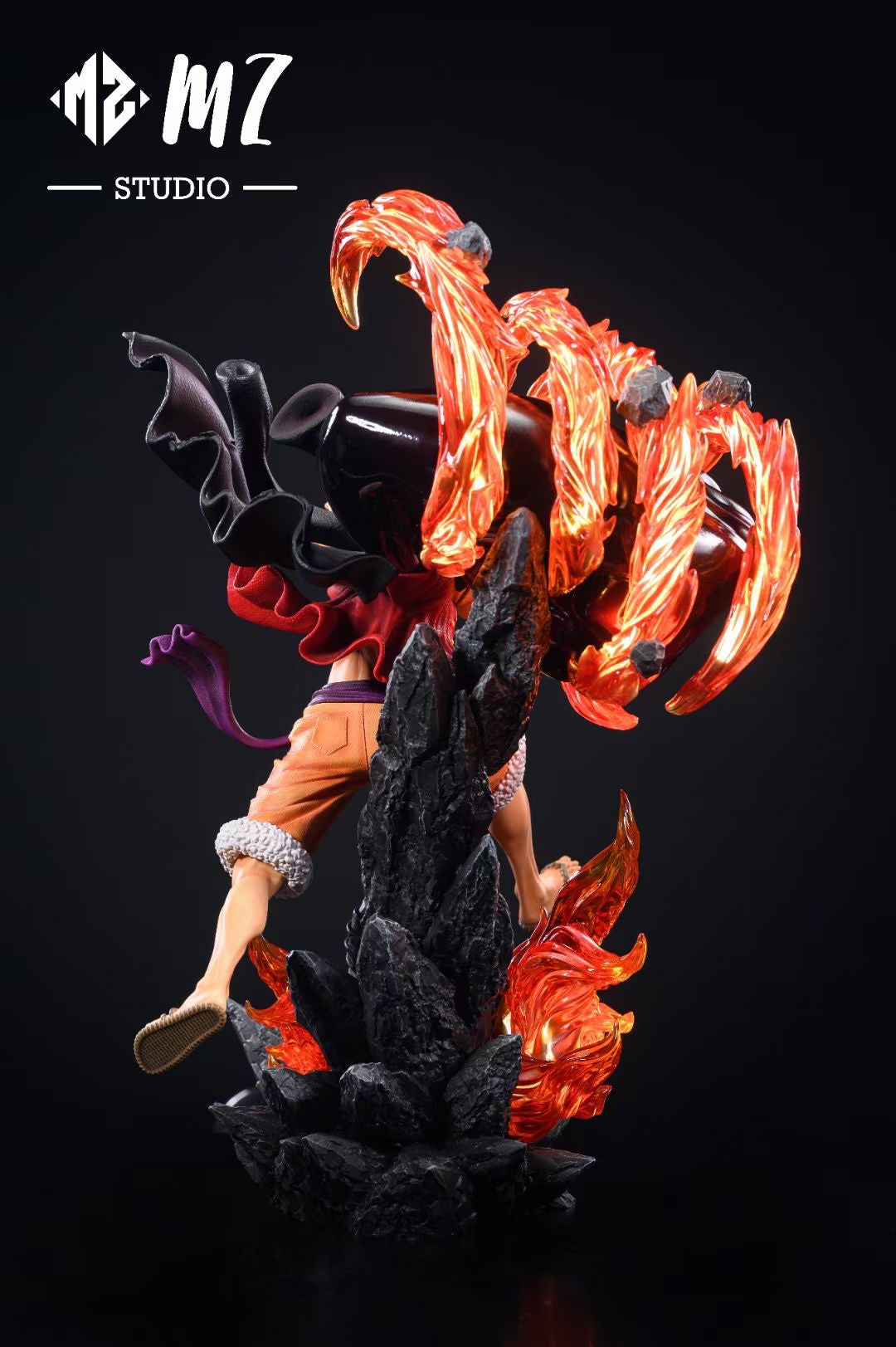 One Piece Red Roc Luffy Action Figure - Anime Collectible with Fire Fist Attack Pose | Perfect for Anime Fans, Gift Giving & Display