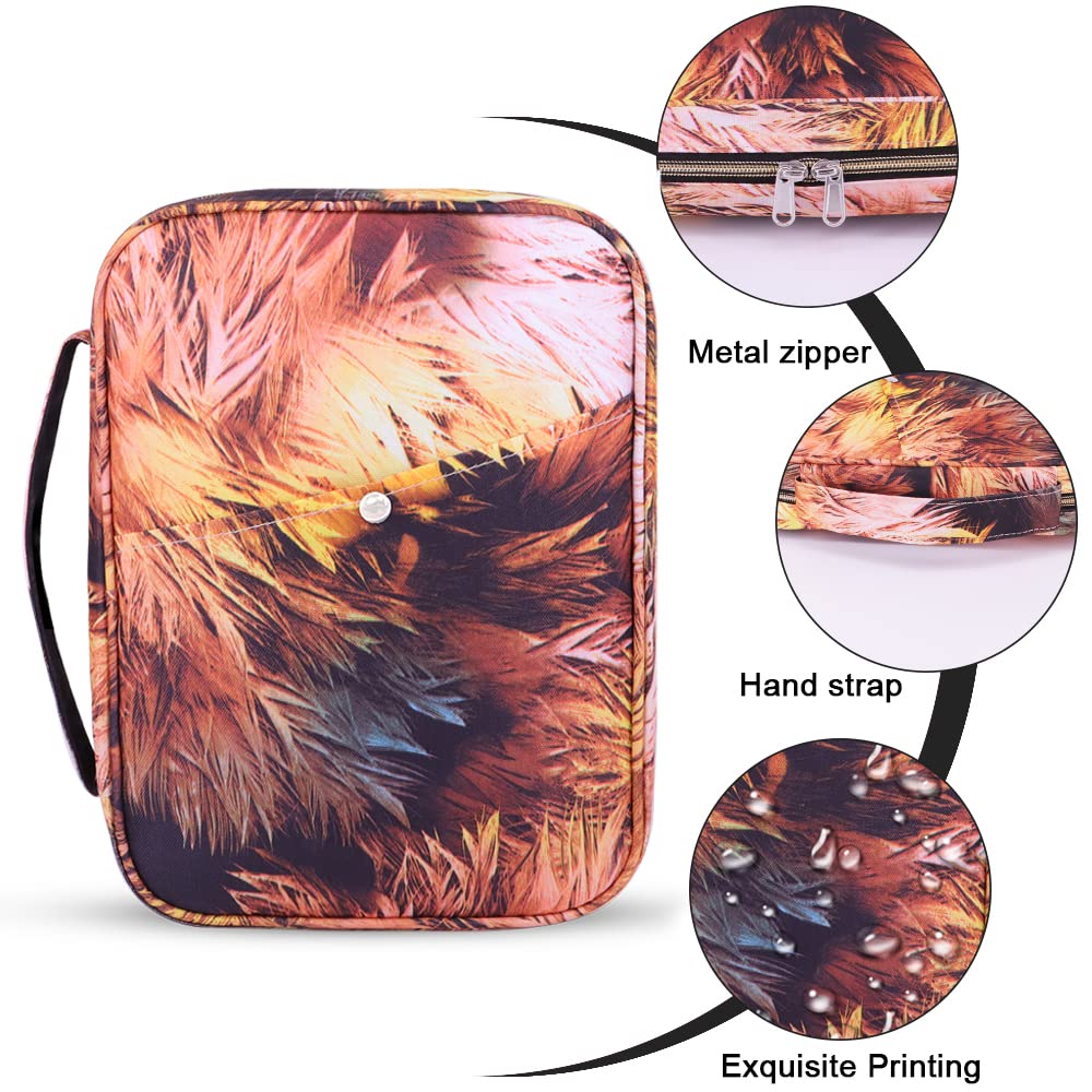 Women's Bible Cover with Carrying Handle & Zipper Pocket - Floral Leaf Pattern Book Cover Case for Mom, Ladies, Teens & Girls | Perfect for Church, Bible Study & Travel