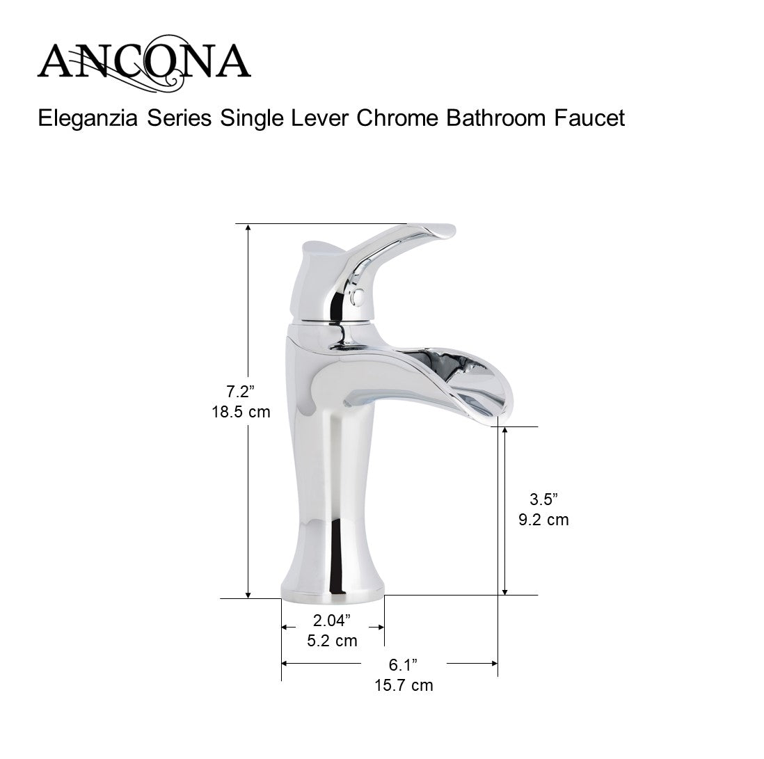 Eleganzia Series Single Lever Chrome Bathroom Faucet - Modern Water-Saving Design for Vanity, Sink & Powder Room Installation