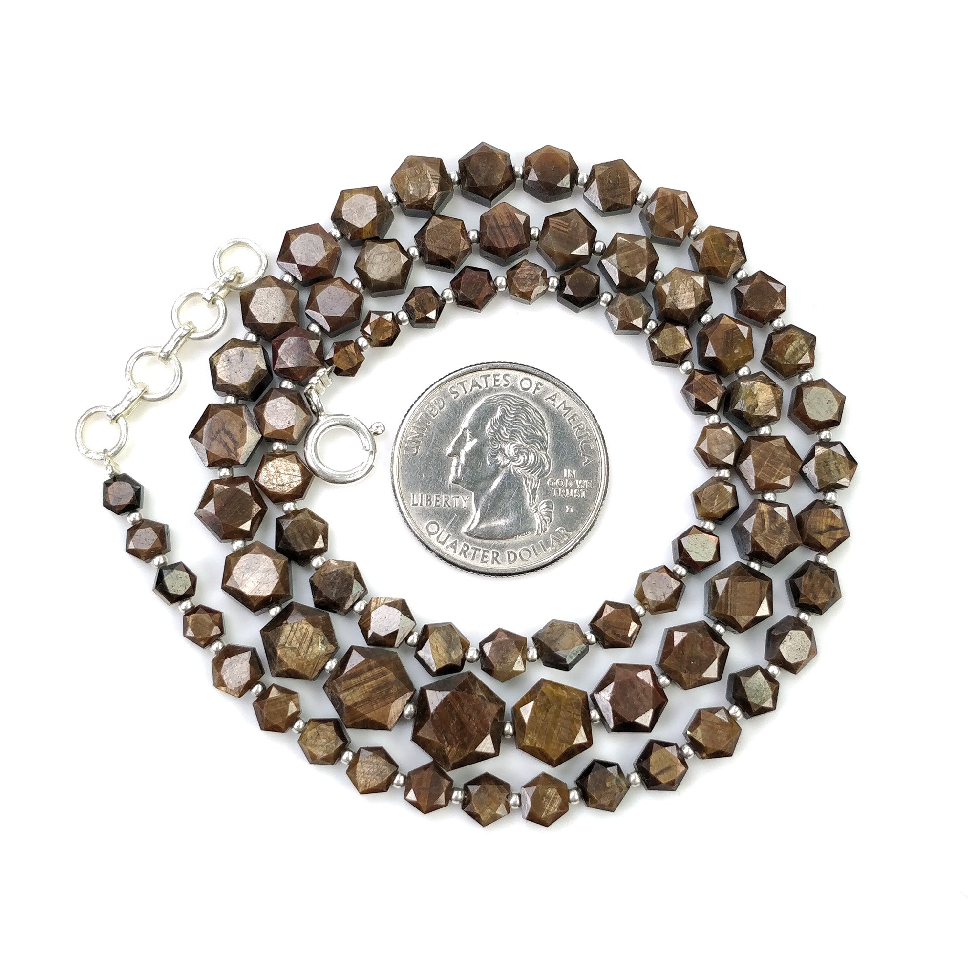 Golden Brown Chocolate Sapphire Gemstone Necklace - 23.30gms Natural Hexagon Faceted Sapphire Pendant (4.5mm-9mm) | Elegant Jewelry for Weddings, Parties & Special Occasions