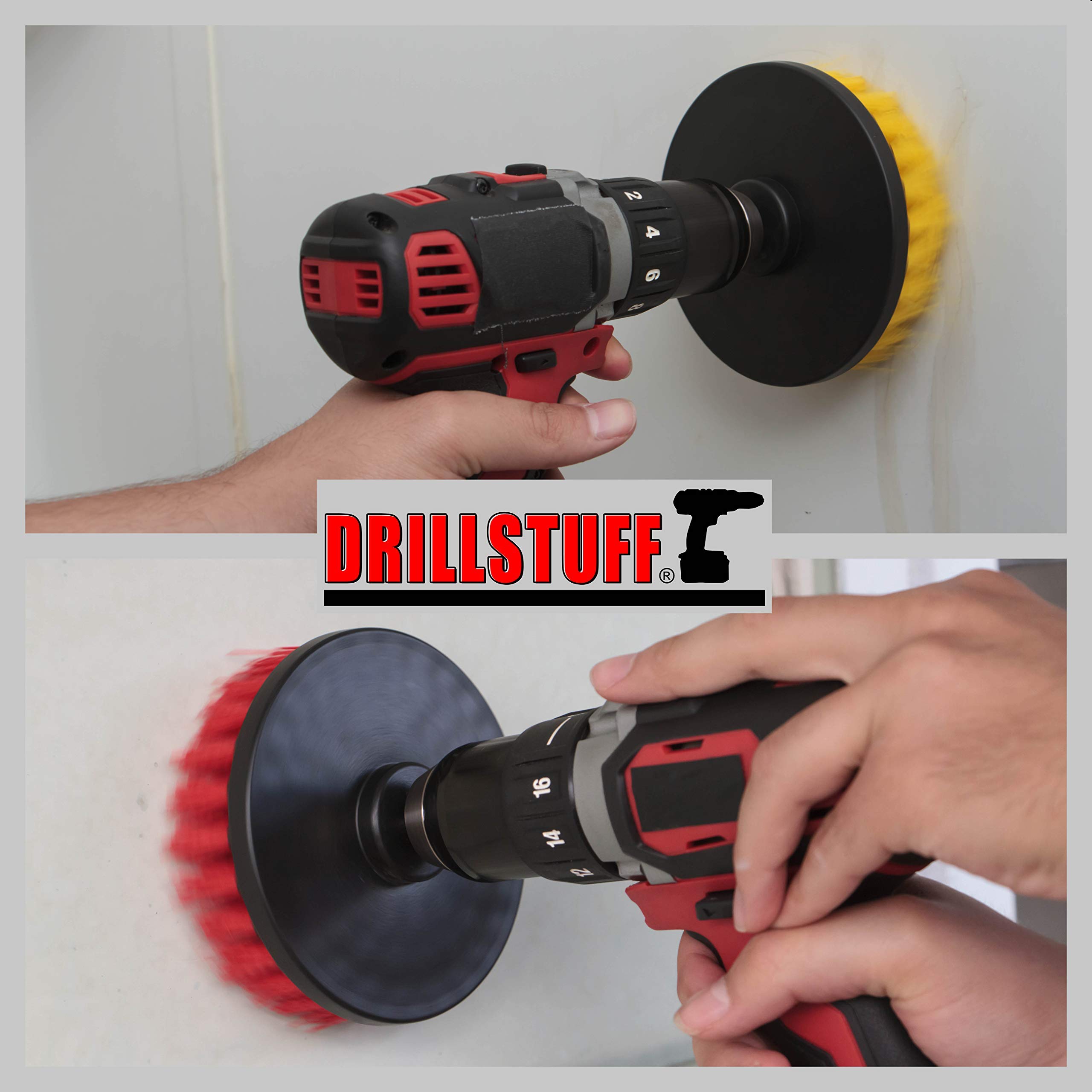 Drill Brush Cleaning Kit for Outdoor, Deck, Concrete & Bathroom - Hard Water Stain Remover for Shower, Bathtub, Tile & Grout - Multi-Surface Scrubber for Flooring, Bird Bath & Bath Mat (Perfect for Deep Cleaning & Stain Removal)