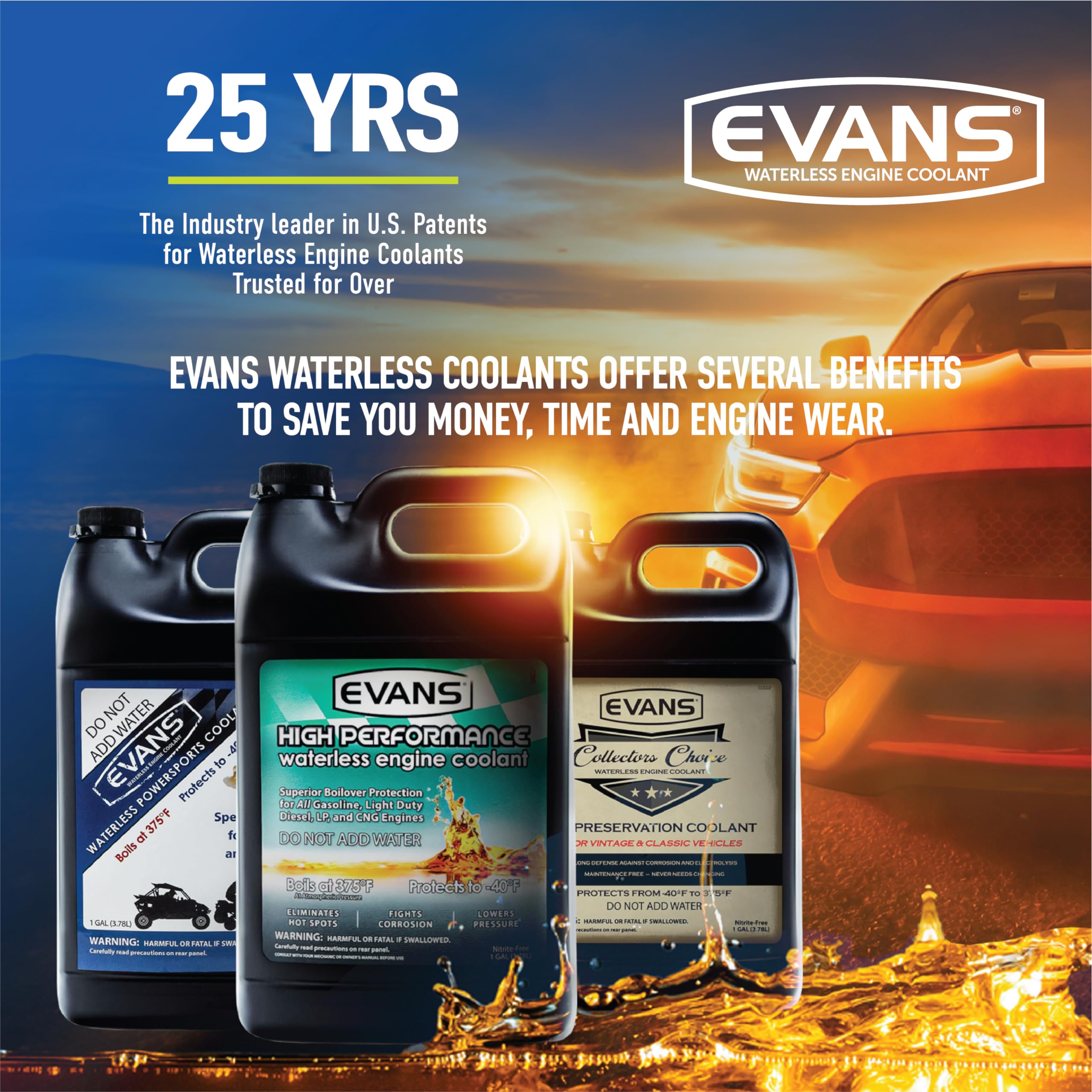 Evans Cooling Systems EC42001 Waterless Prep Fluid - 128 fl. oz. with Funnel | High-Performance Engine Coolant for Automotive, Motorcycle & Heavy Equipment | Prevents Corrosion & Overheating in Extreme Temperatures