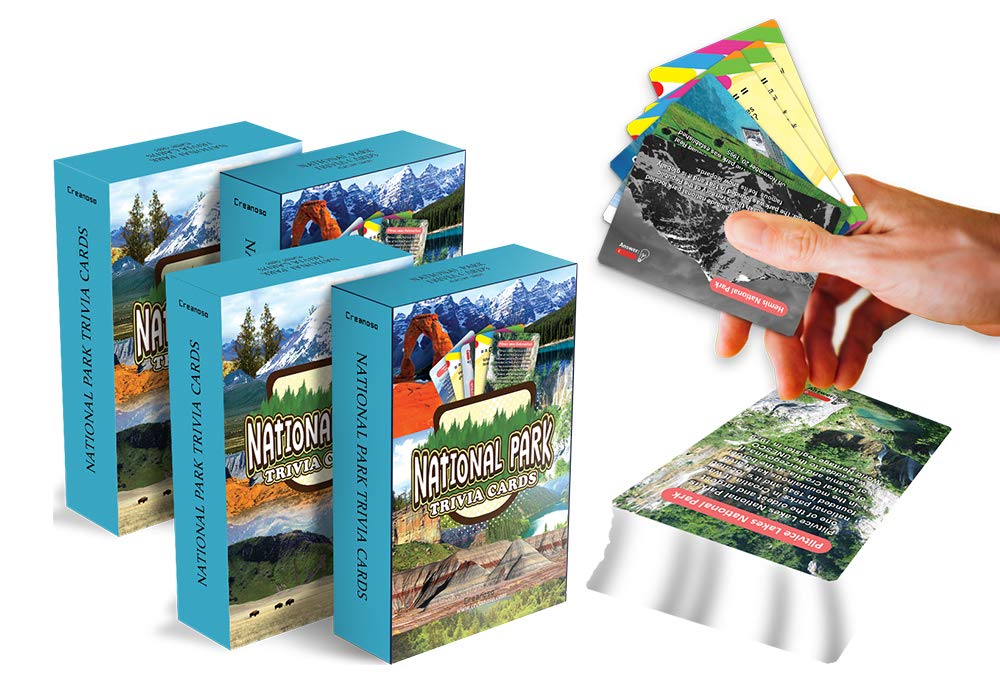 National Park Trivia Cards (4 Deck Set) - Standard Poker Size Playing Cards for Blackjack, Euchre, Canasta & Pinochle Games - Casino Quality Card Decks - Perfect Stocking Stuffer Gift for Family Game Nights & Camping Trips