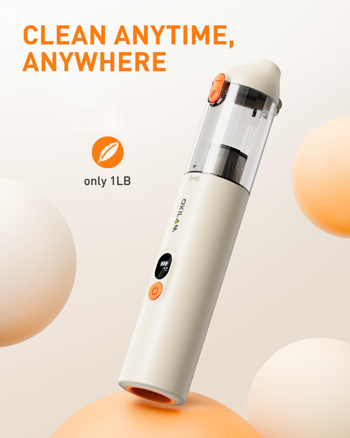 OXILAM 4-in-1 Cordless Handheld Vacuum Cleaner - 14000PA High Power Portable Car Vacuum, Blow & Suction 2-in-1 Function, 30 Mins Runtime with Multi-Nozzles - Perfect for Home, Car, Pet Hair, Office & Travel Cleaning
