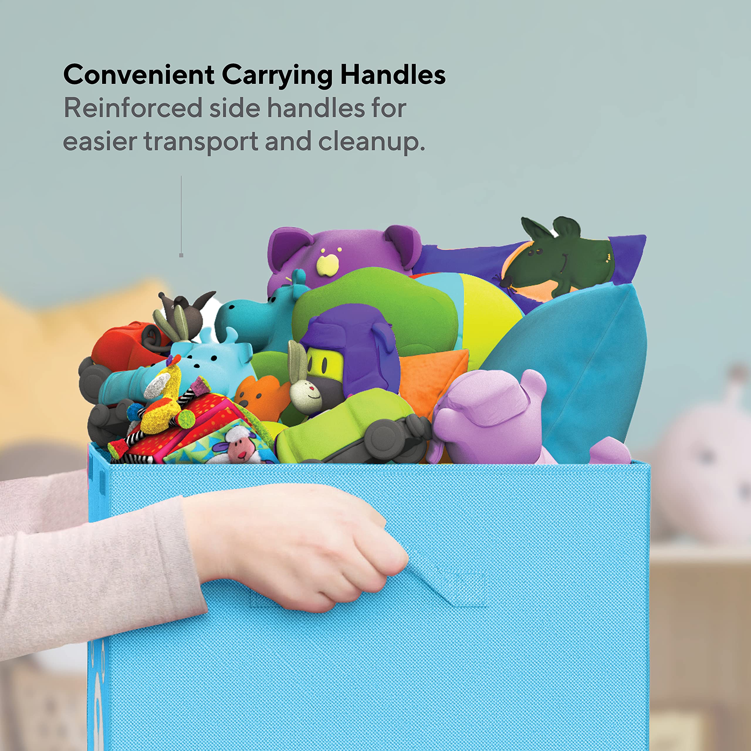 **Mindspace Toy Storage Box for Kids - Blue Toy Organizer Bins for Boys & Girls - Kids Closet Storage, Stuffed Animal & Playroom Organization - Perfect for Bedroom, Nursery & Daycare Use**