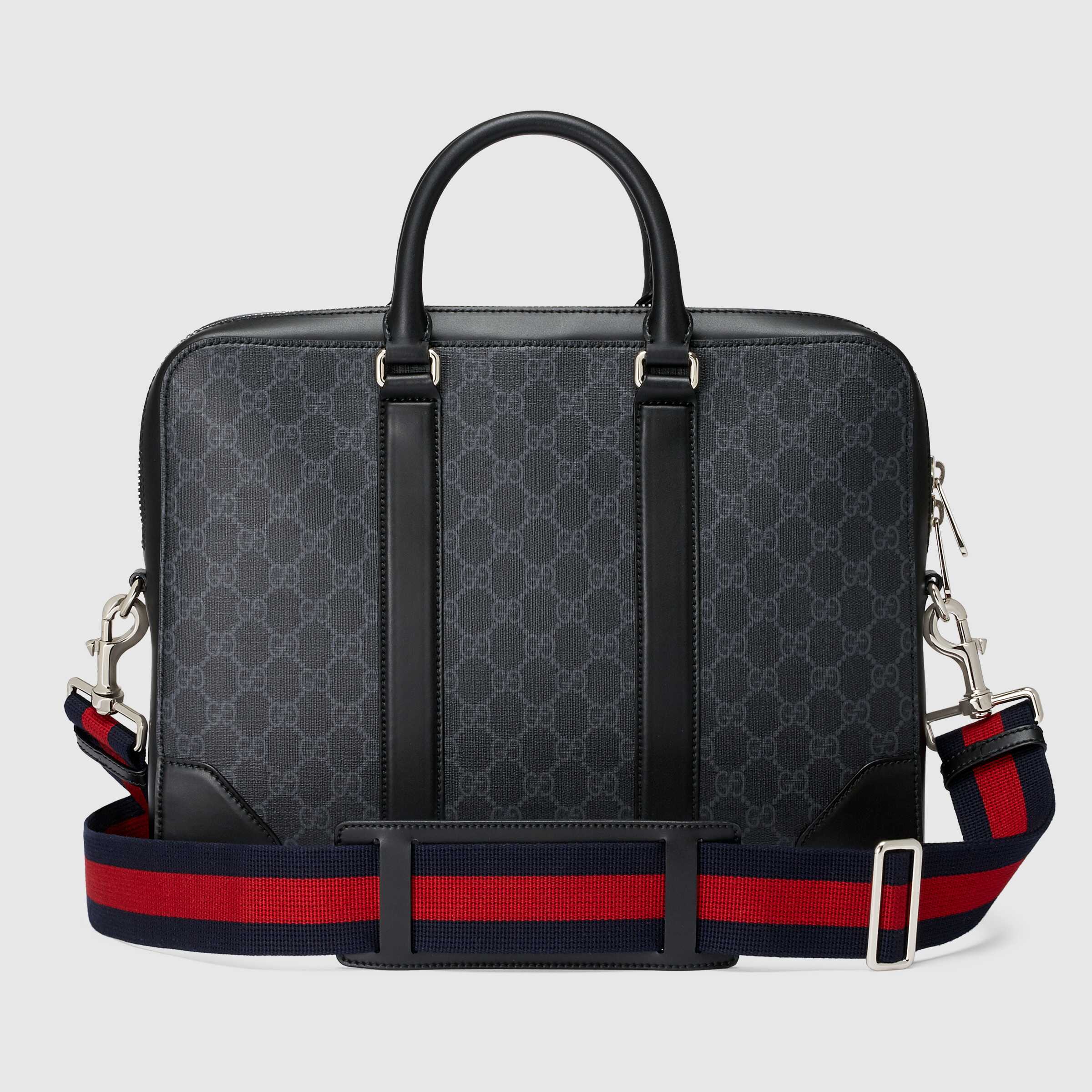 Gucci GG Supreme Canvas Briefcase for Men & Women - Black & Grey Business Bag for Office, Travel & Work | Stylish & Durable Designer Laptop Case