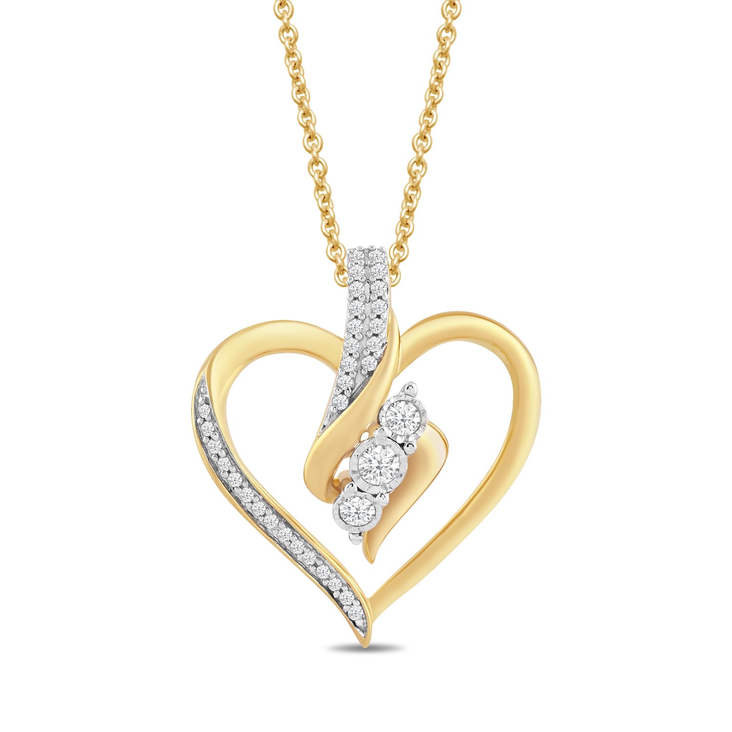 Amazon Essentials Diamond 3 Stone Pendant Necklace (1/4 cttw), 18