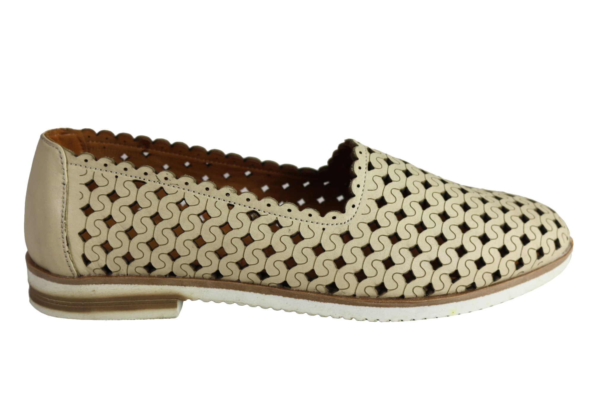 Orizonte Kellie Women's European Beige Leather Comfortable Flat Shoes - Stylish & Comfortable for Work, Travel & Everyday Wear
