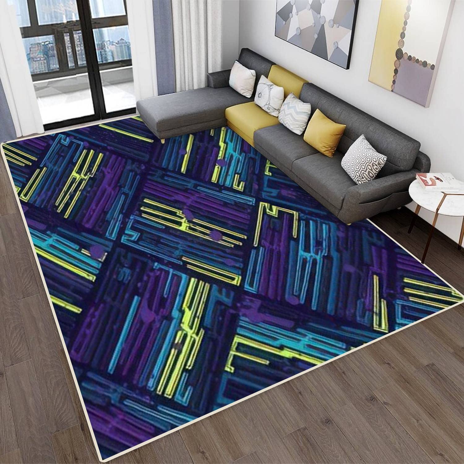 Abstract Non-Slip Area Rugs for Living Room & Bedroom - Stain Resistant Modern Carpet for Home Decor - Indoor/Outdoor Use - Perfect for Kids' Rooms, Dorm Decor, and Cozy Spaces