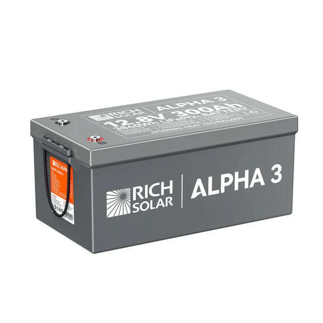 Rich Solar Alpha 3 12V 300Ah LiFePO4 Lithium Iron Phosphate Battery - Deep Cycle Solar Battery for RV, Marine, Off-Grid & Solar Power Systems