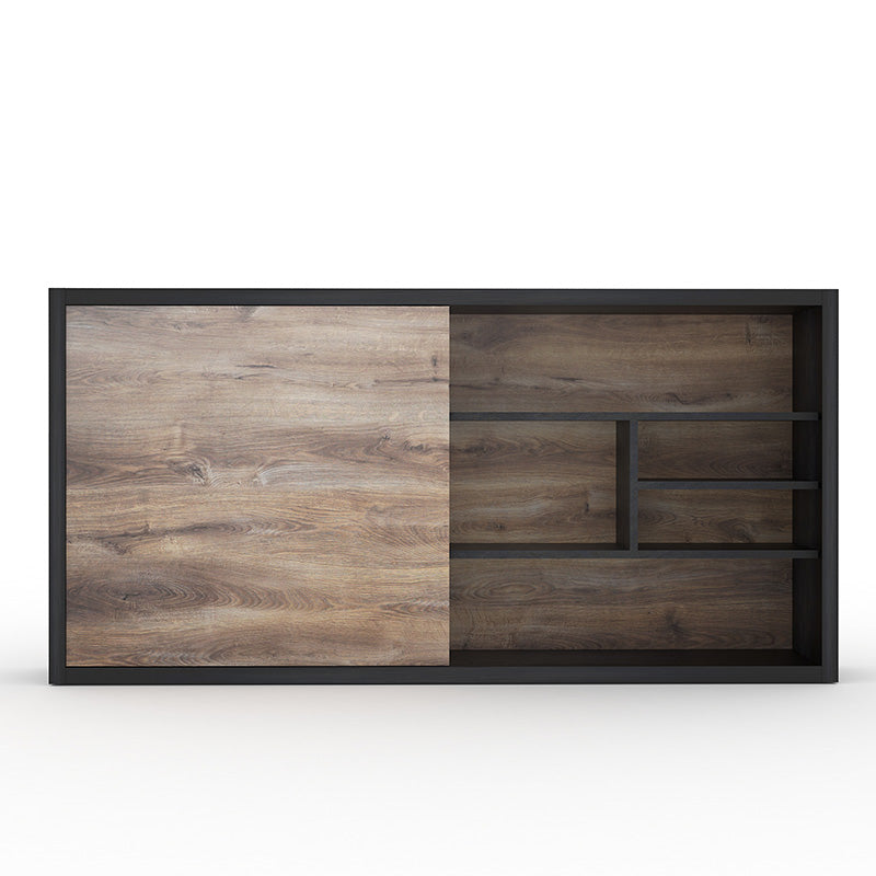 AFTAN 240cm TV Stand with Storage - Warm Oak & Black Finish - Modern Entertainment Center for Living Room, Bedroom, or Home Theater