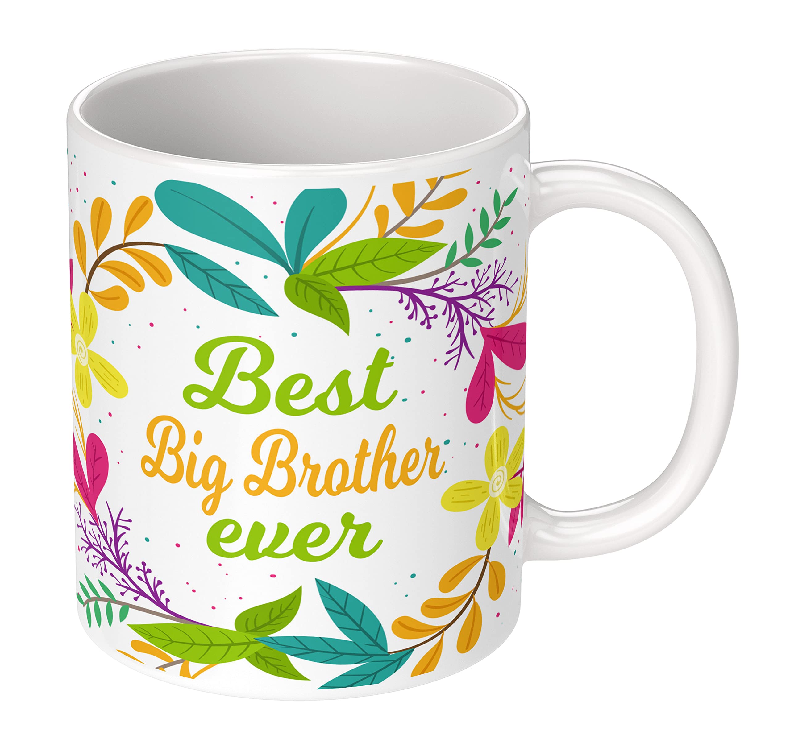 NH10 DESIGNS Best Big Brother Ever Printed Ceramic Coffee Mug - 350ml Microwave Safe Tea Cup for Bhaiya, Birthday & Anniversary Gift - Colorful BEMFAMWM 376 - Perfect for Coffee, Tea & Office Use