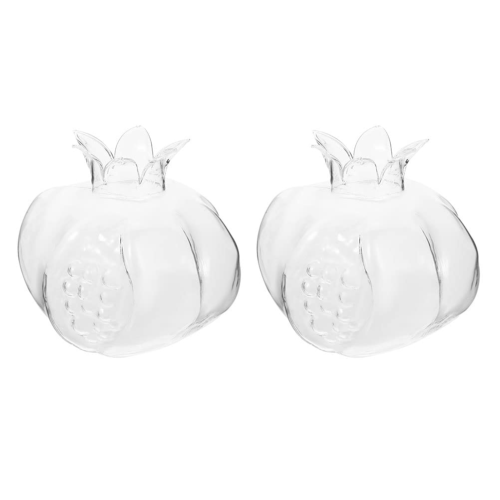 ULTNICE 2-Pack Glass Pomegranate Shaped Flower Vases - Creative Transparent Home Decor for Centerpieces, Wedding Decorations & Tabletop Displays