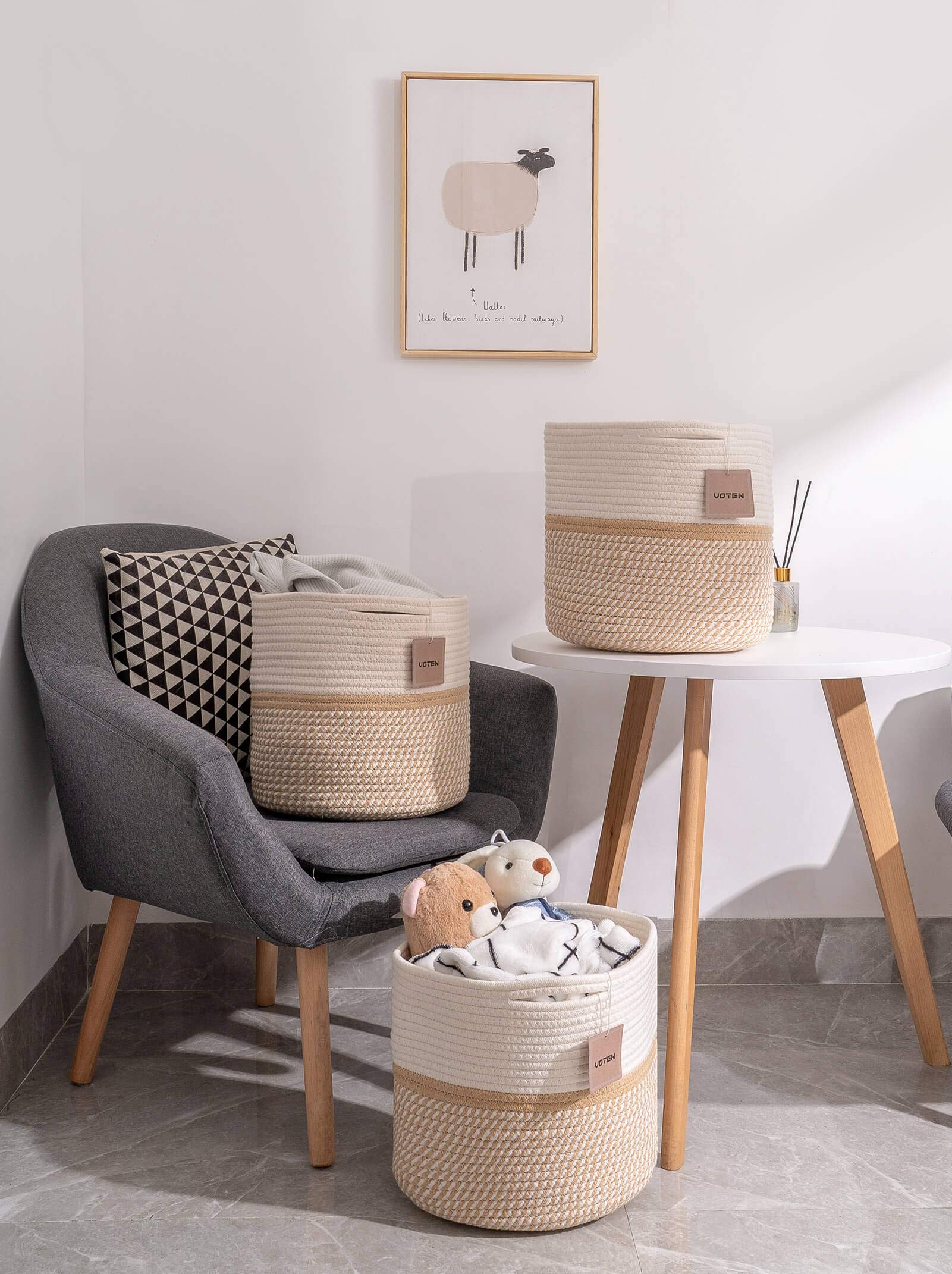 Voten 3-Pack Woven Cotton Storage Baskets - 11x11