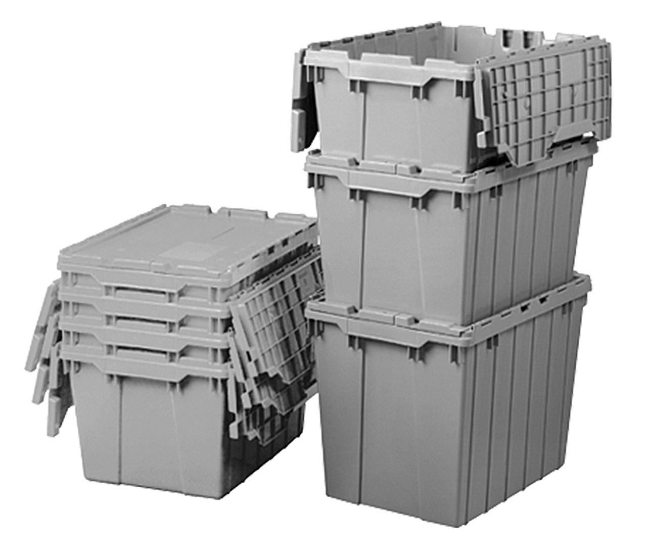 Powder Coated Steel Panel 4-Wheel Dolly for Akro-Mils 39085, 39120, 39170 & 66486 Attached Lid Containers - Heavy Duty Grey Utility Cart for Warehouse, Garage & Industrial Organization