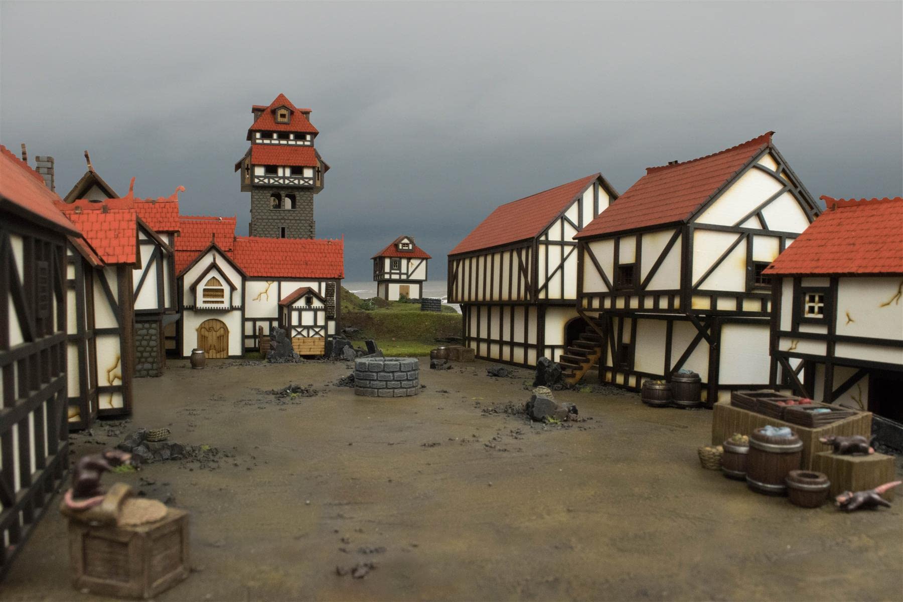 28mm Medieval Town Guard Tower Painted - Fantasy Wargame Terrain Model for D&D, Warhammer & Tabletop RPG Scenery