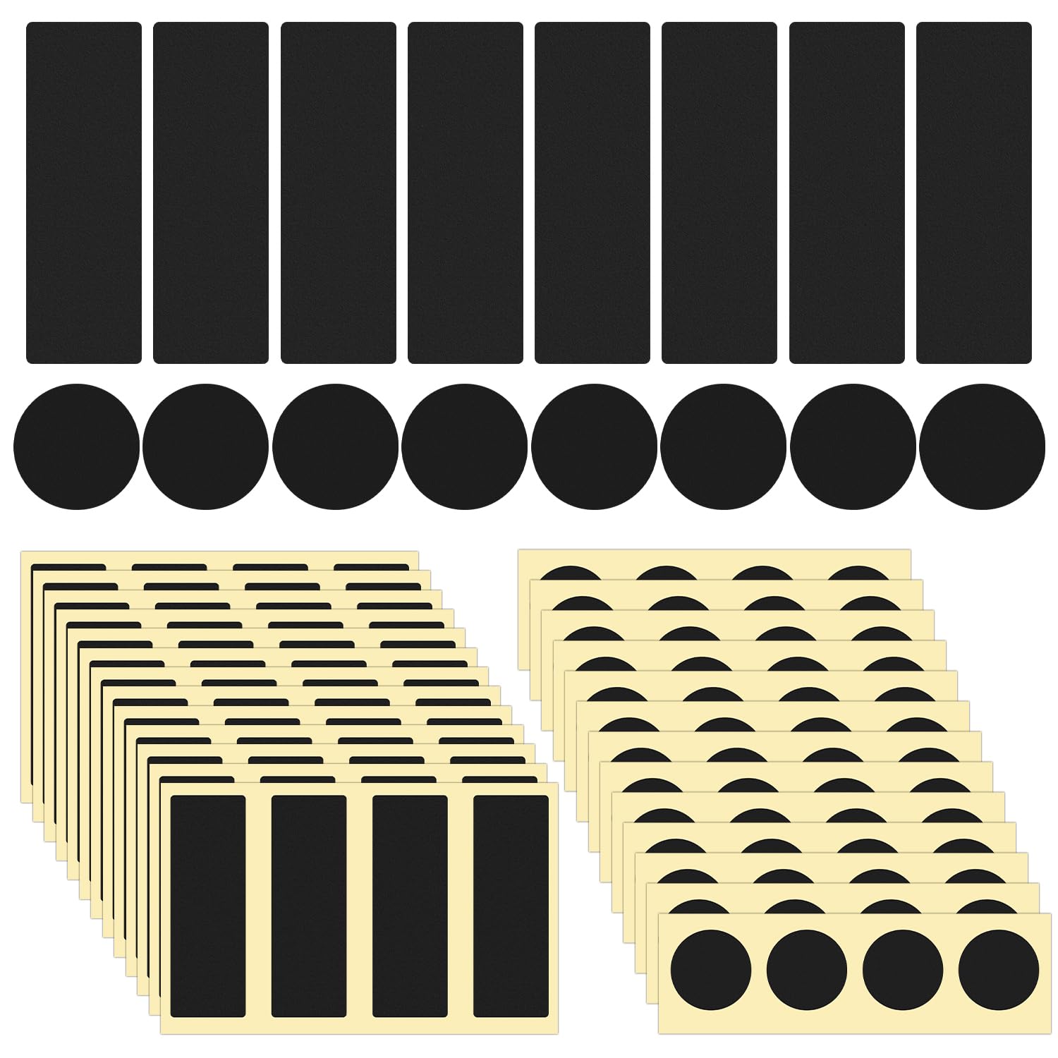 120pcs Black Match Striker Papers with Adhesive - 60 Round & 60 Rectangle Fire Starter Stickers for Match Rack, Cymbal Paper Replacement - Perfect for Camping, Hiking, and Emergency Fire Starting Kits