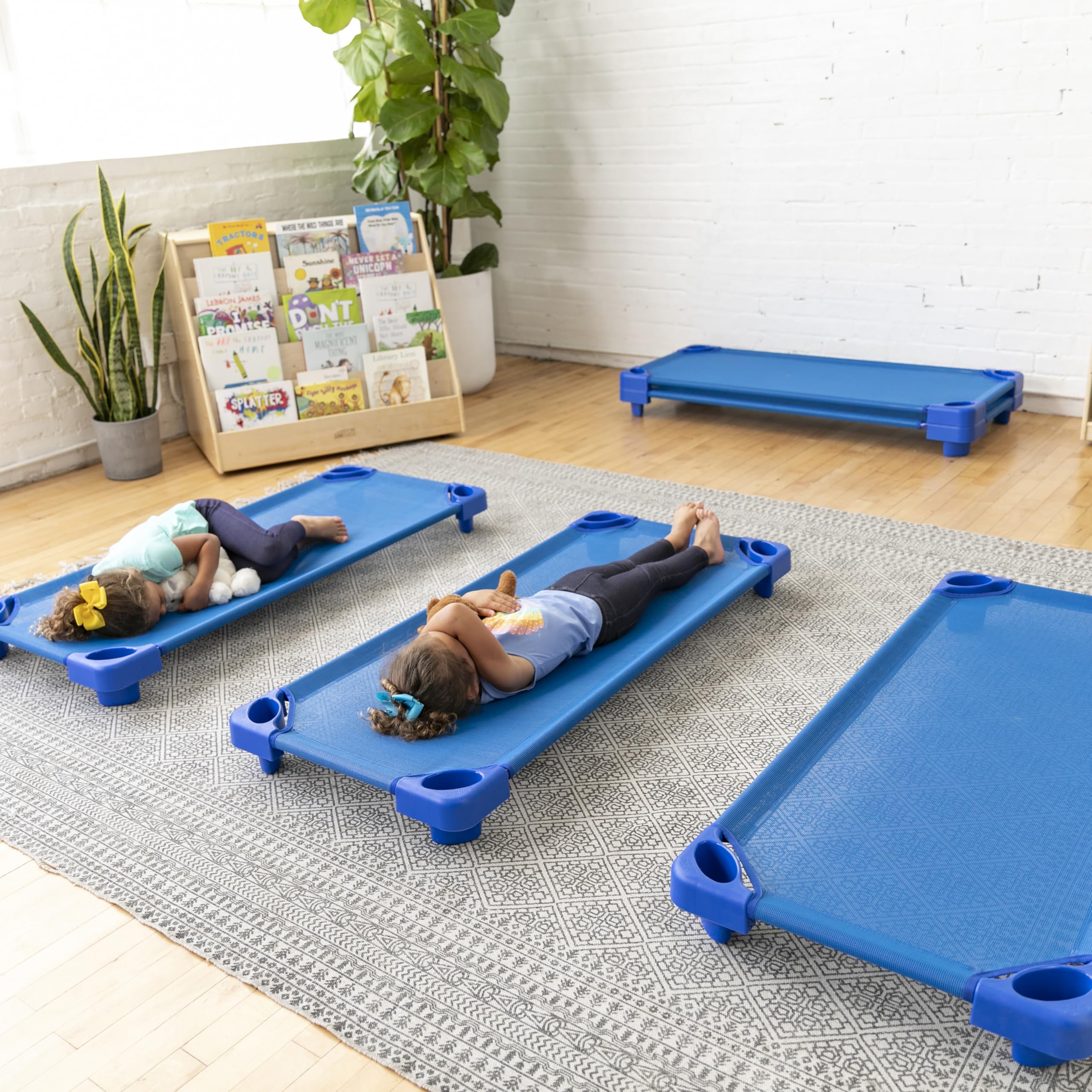ECR4Kids Stackable Kids Cot - Standard Size Blue Classroom Furniture (5-Pack) | Perfect for Daycare Centers, Preschools & Nap Time