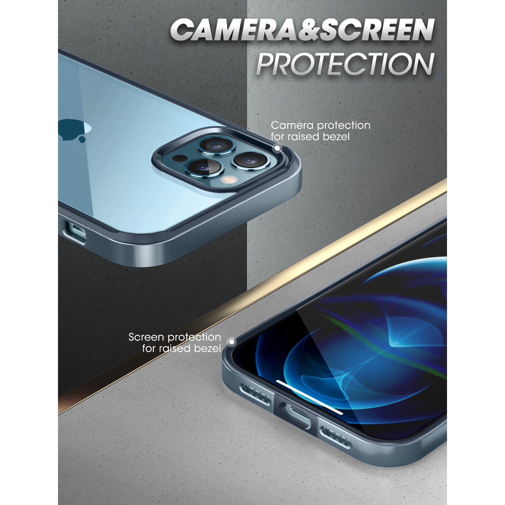 iPhone 13 Pro Case 6.1 Inch | Unicorn Beetle Edge Clear Bumper Protective Cover (Blue) | Shockproof & Scratch Resistant | Perfect for Outdoor Activities & Daily Use