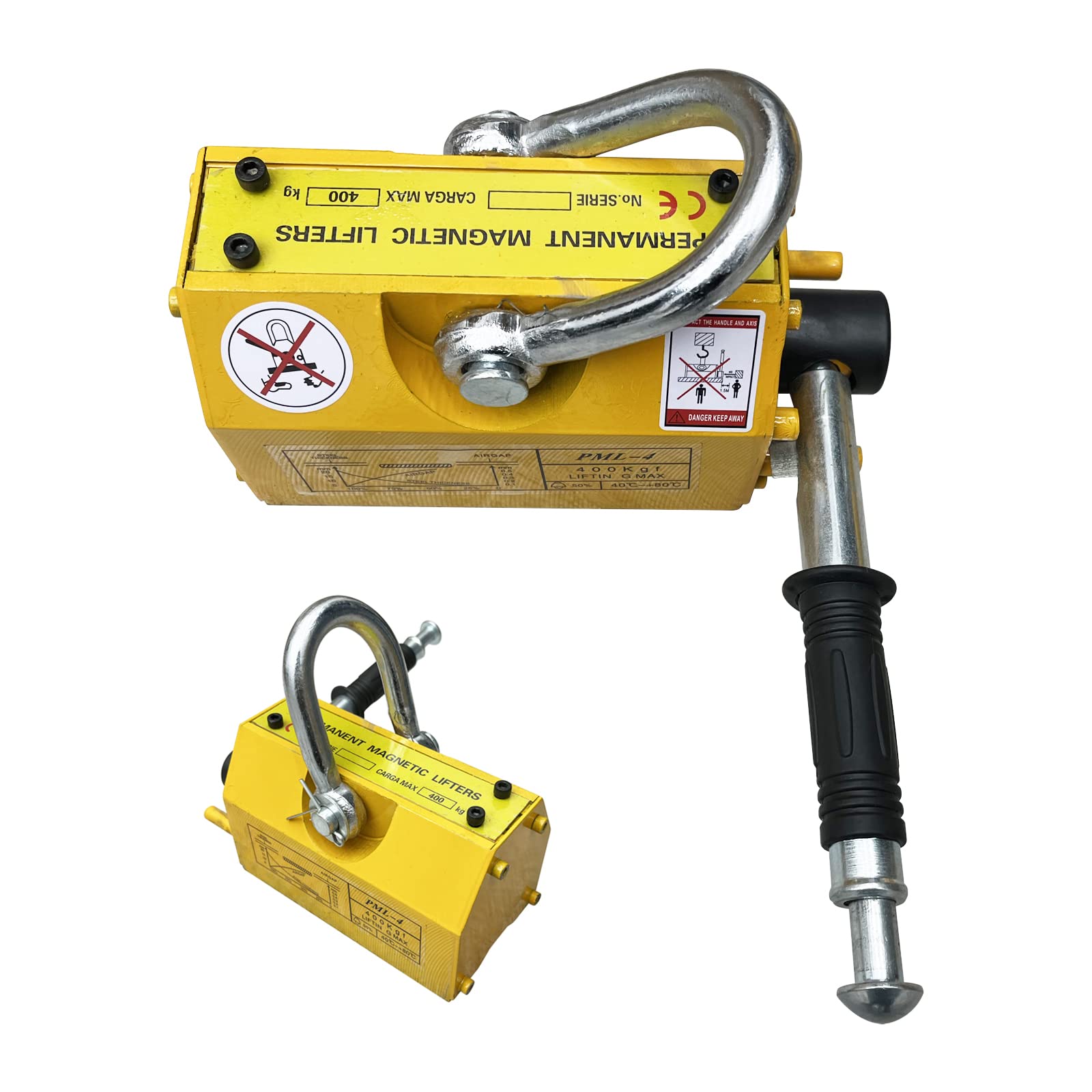 INTBUYING 880LB (400KG) Heavy Duty Steel Magnetic Lifter - Permanent Crane Hoist Lifting Magnet with Release for Shop, Block & Board Handling | Ideal for Construction, Metalworking & Industrial Material Lifting