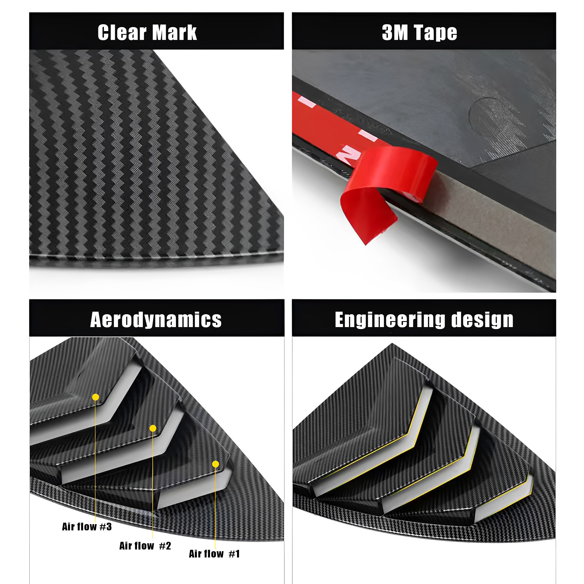 Premium Aerodynamic Rear Side Window Louvers for Tesla Model Y (2020-2025) - Custom Fit Black ABS Plastic Car Accessories - Enhance Style & Sun Protection for Road Trips & Daily Commute