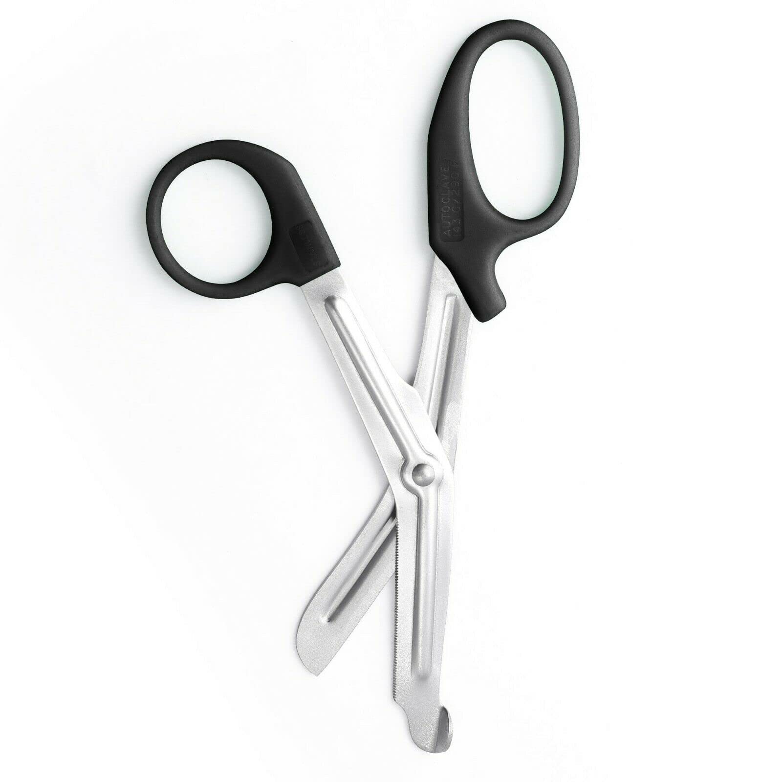 EMT Trauma Shears - Stainless Steel Medical Scissors for First Aid, Paramedics & Fire Rescue | Heavy Duty Bandage & Fabric Cutting | Autoclavable Tuff Cut Utility Shears (7.5 Inch, Black) - Perfect for Emergency Kits, Hospitals & Outdoor Survival Gear