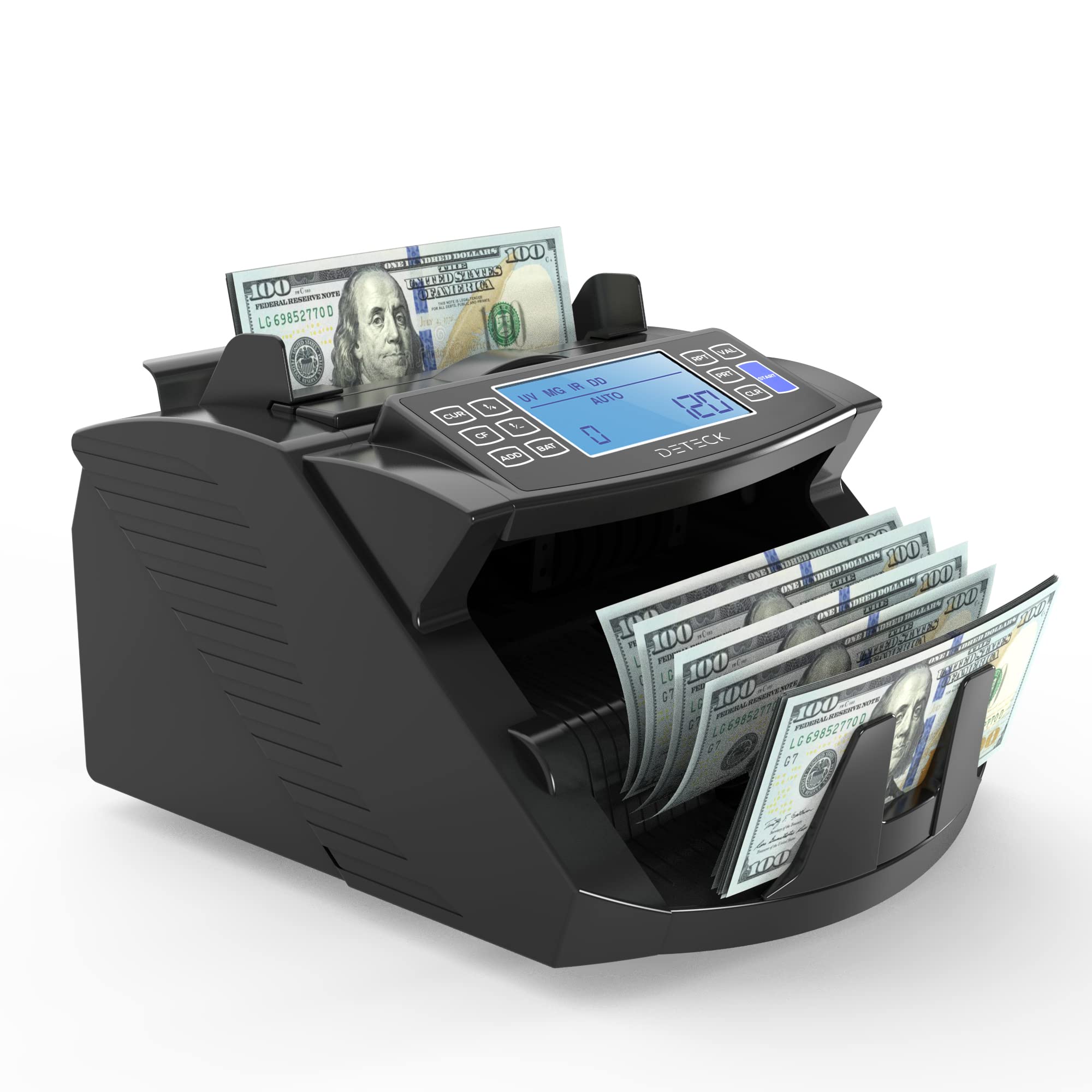 DETECK DT200 High-Speed Money Counter Machine with UV/MG/IR Counterfeit Detection - 4