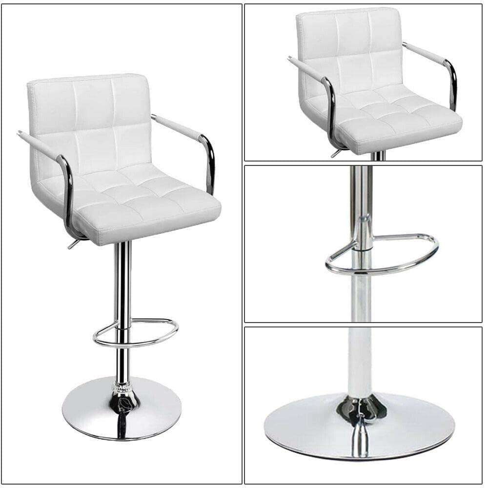 Set of 2 Adjustable Swivel Bar Stools with Armrests - Leather Counter Height Kitchen Stools for Dining & Entertaining - Perfect Gift for Men, Women, Dad & Home Decor