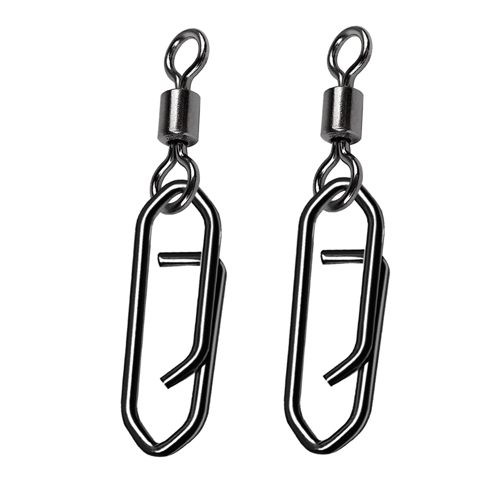 Atibin High Strength Fishing Swivel Clips - Black Nickel Rolling Barrel Swivels for Freshwater & Saltwater Fishing - Quick Change Snap Connectors for Lures, Rigs & Tackle - Ideal for Bass, Trout & Saltwater Game Fish
