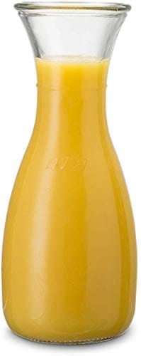 Circleware 34 oz Clear Glass Carafe Pitcher for Water, Juice, Beer, Punch, Iced Tea & Kombucha - Perfect for Parties, Entertaining & Home Kitchen Use - Great as a Gift Idea