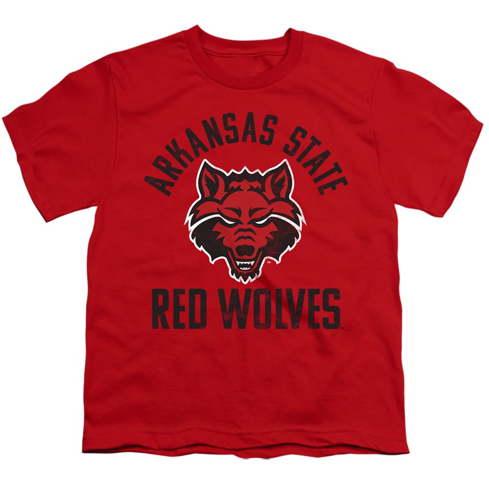 Official Red Wolves Logo Unisex Youth T-Shirt - Small Red Cotton Tee for Boys & Girls | School Spirit, Sports Fan Apparel, Casual Everyday Wear