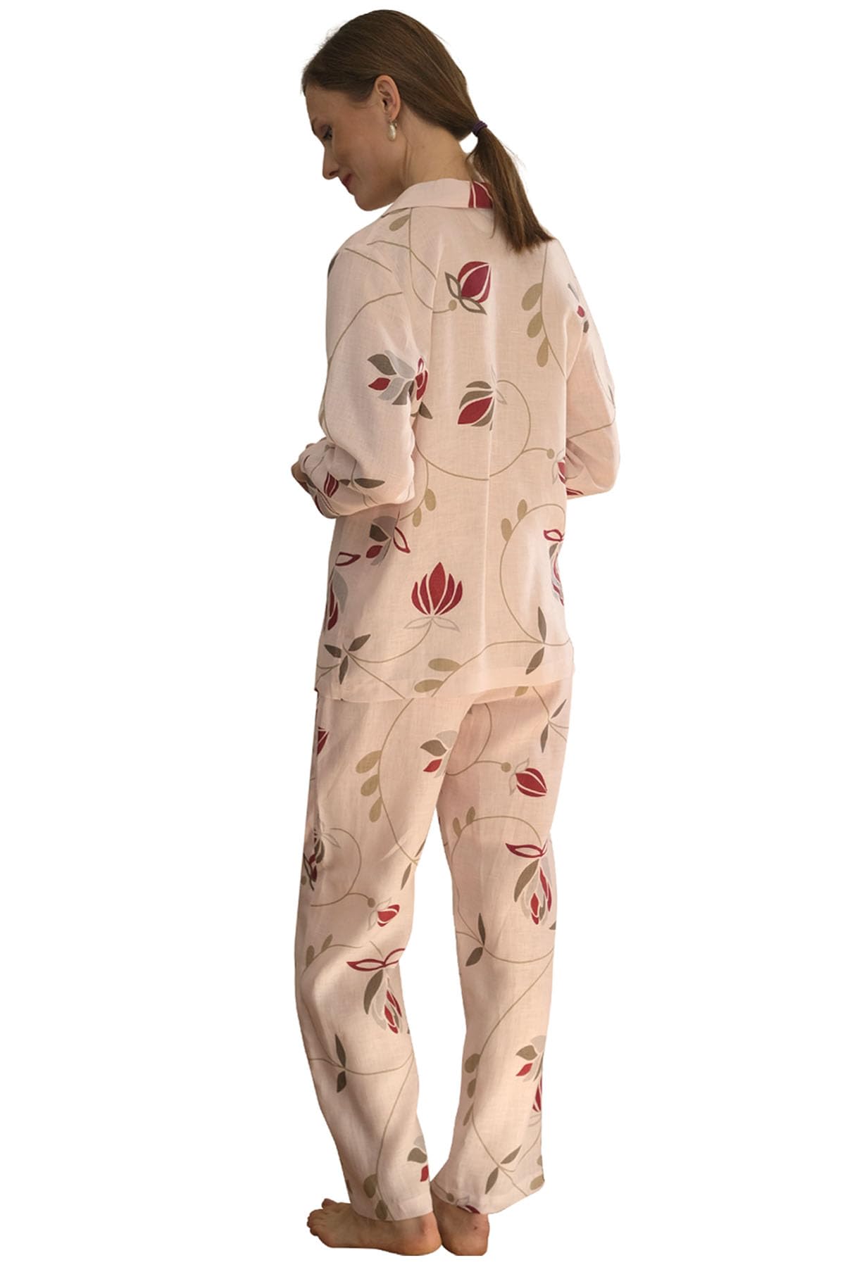 Women's 4-Piece Pajama Set with Matching Bathrobe, Slippers & Hand Towel - Soft European Loungewear for Sleep, Spa & Relaxation at Home
