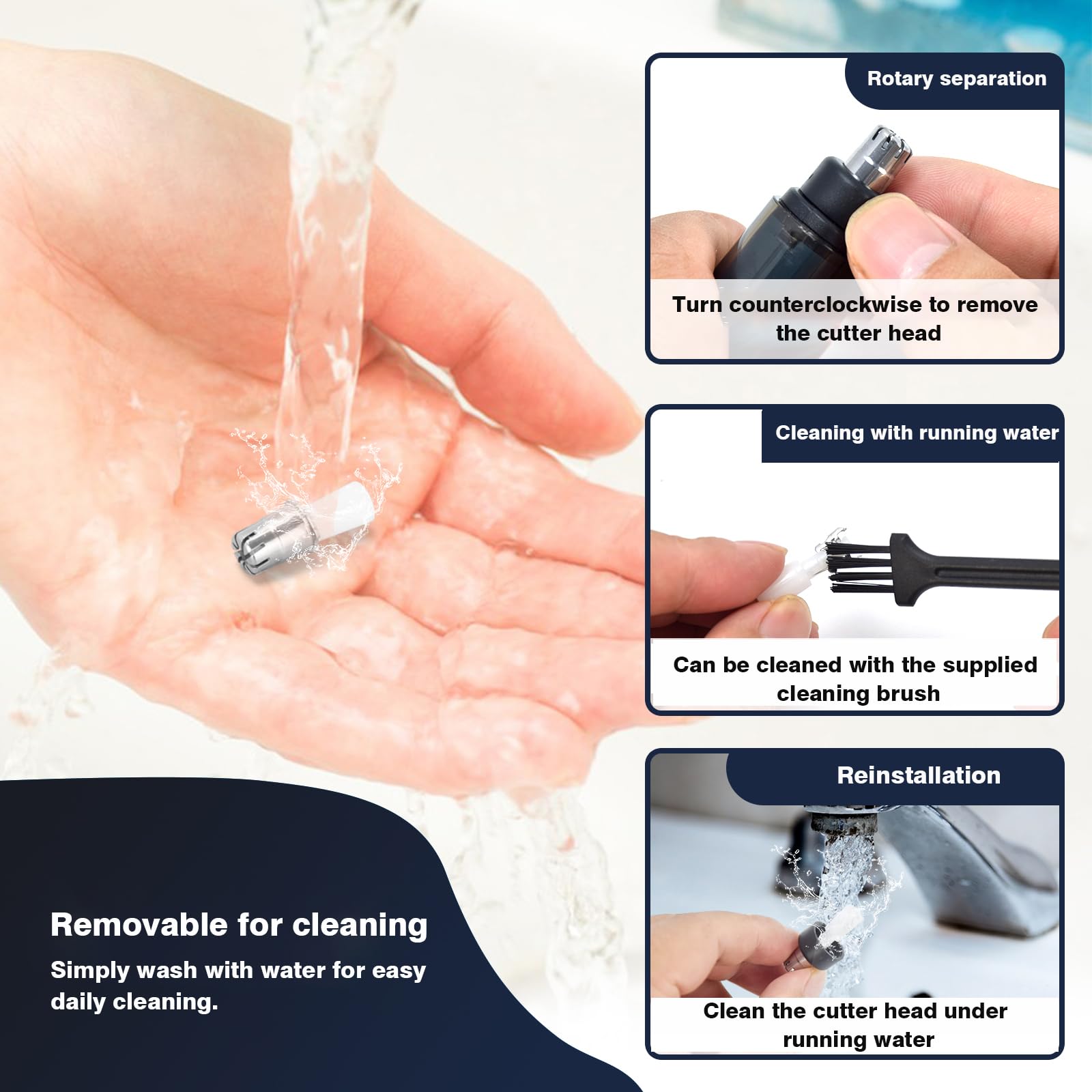 Portable USB-C Rechargeable Nose Hair Trimmer for Men & Women - Waterproof Electric Nose & Ear Trimmer with LCD Display & Dust Cover - Personal Grooming Kit for Travel, Home & Office Use (Blue)