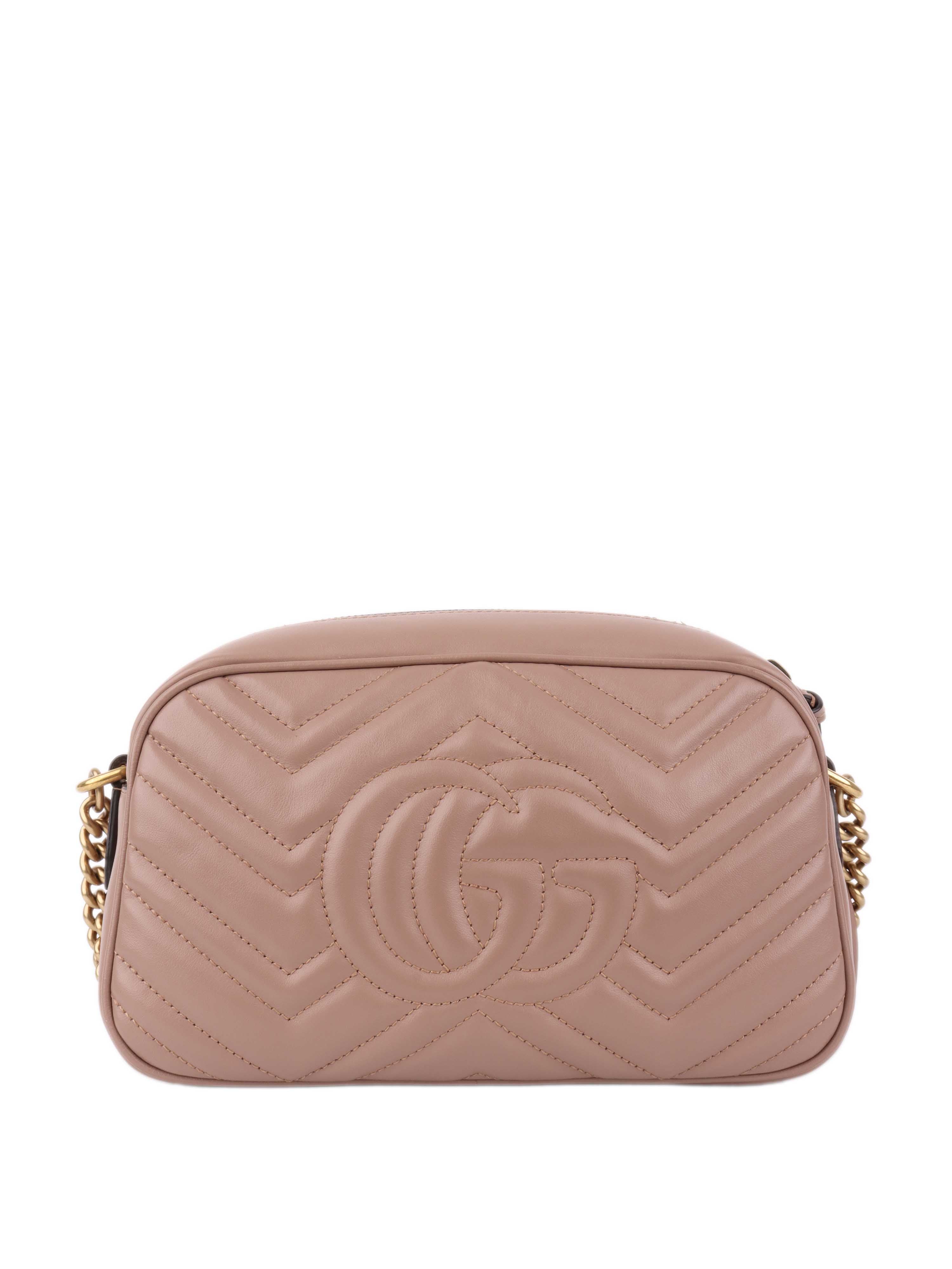 Gucci Small Beige Marmont Shoulder Bag for Women - Genuine Leather Crossbody Purse with Gold Chain, Perfect for Date Night & Evening Events