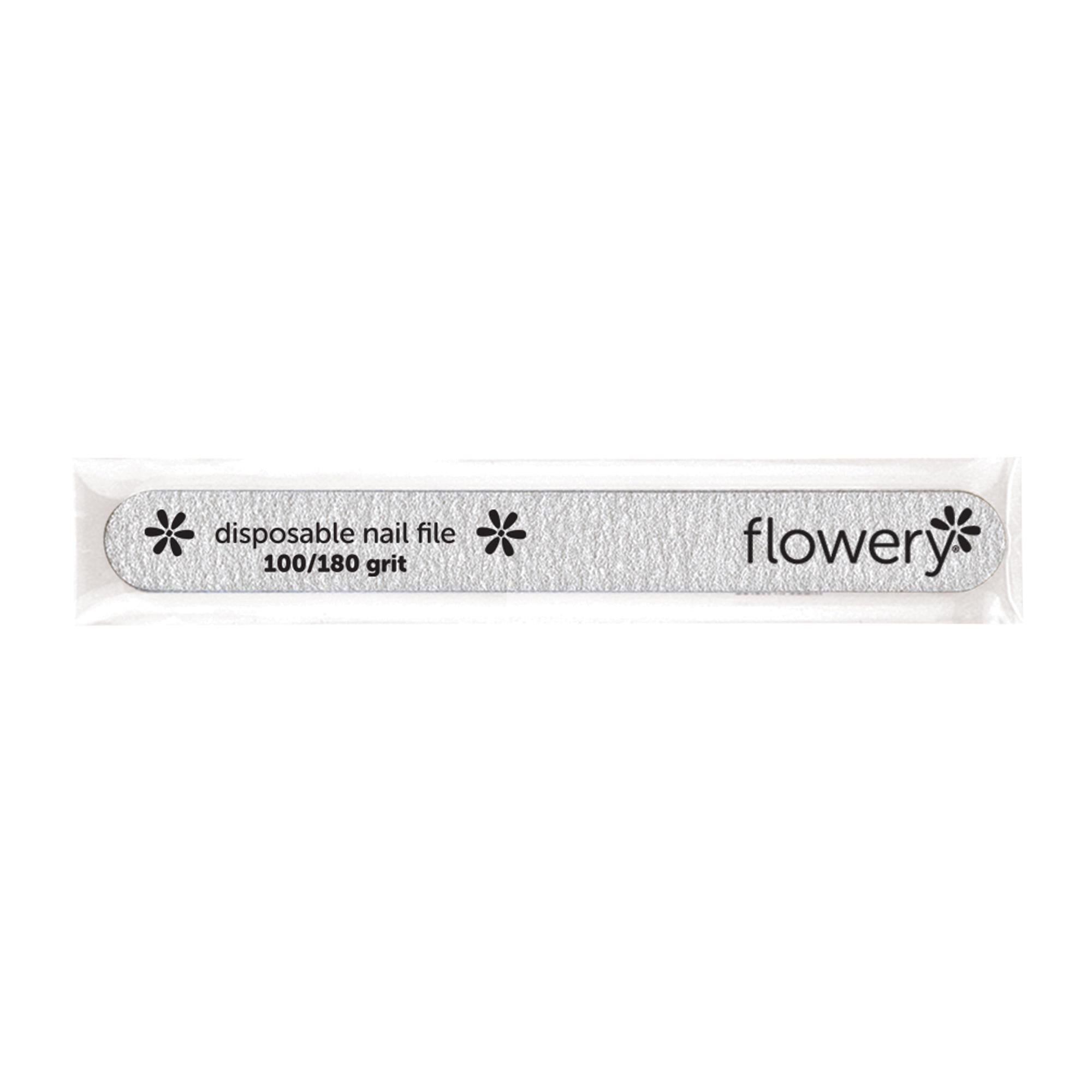 Flowery 100 Count Disposable Nail Files with Cushioned Grip - Gentle Emery Boards for At-Home Manicures, Salon Nail Care & Travel Essentials