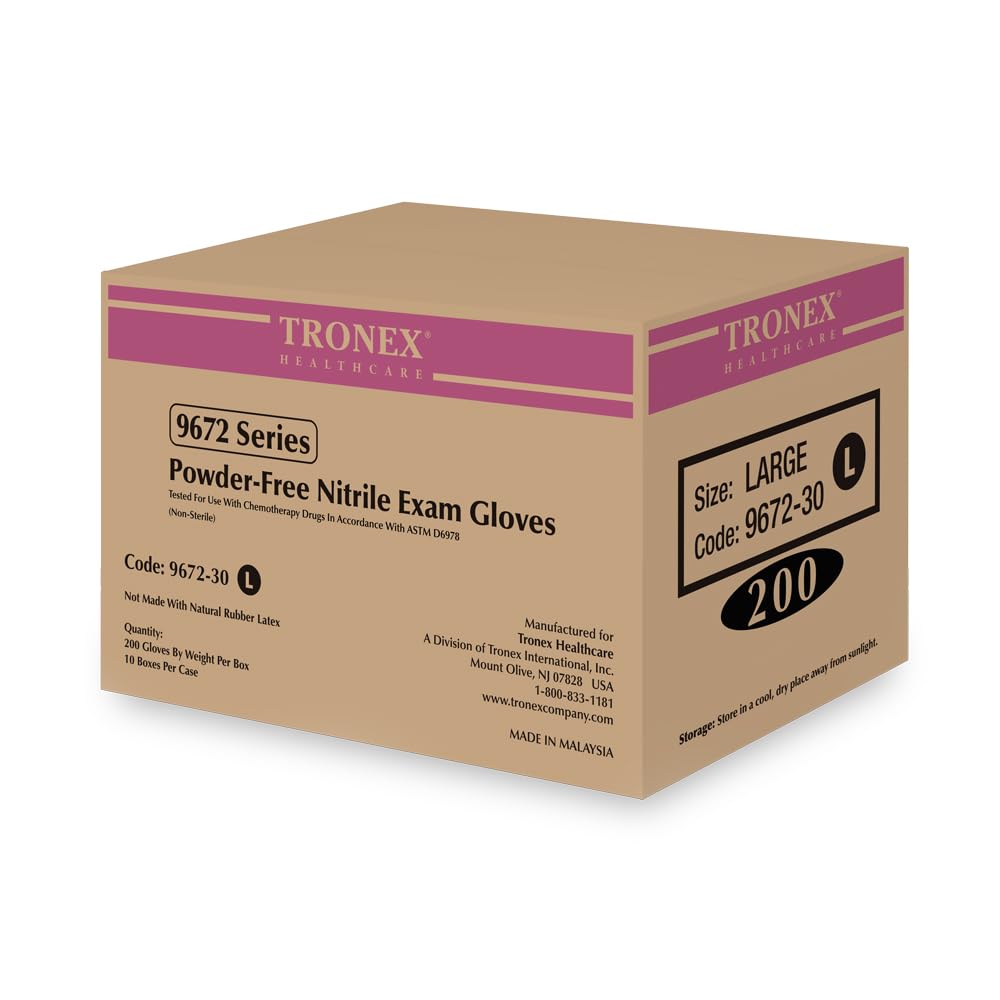 TRONEX 9672 Nitrile Disposable Gloves - Medical Grade Exam Gloves, Chemo Rated, Powder Free, Latex Free, Fingertip Textured (Pink, Medium, 2000 Count) - Ideal for Medical Exams, Laboratory Work, Food Handling & Cleaning Protection