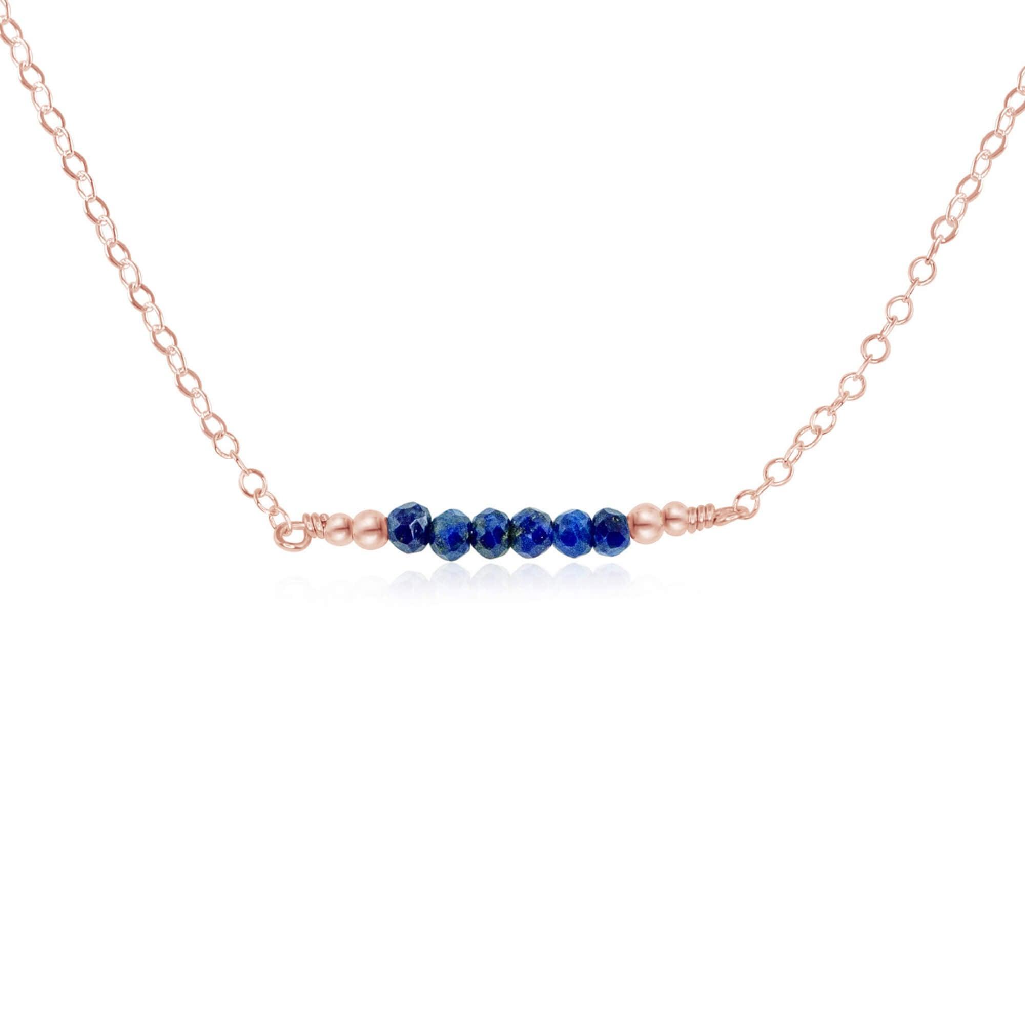 Sparkling Blue Lapis Lazuli Faceted Bead Bar Necklace for Women - Handmade Gemstone Jewelry for Gifts, Meditation & Boho Fashion