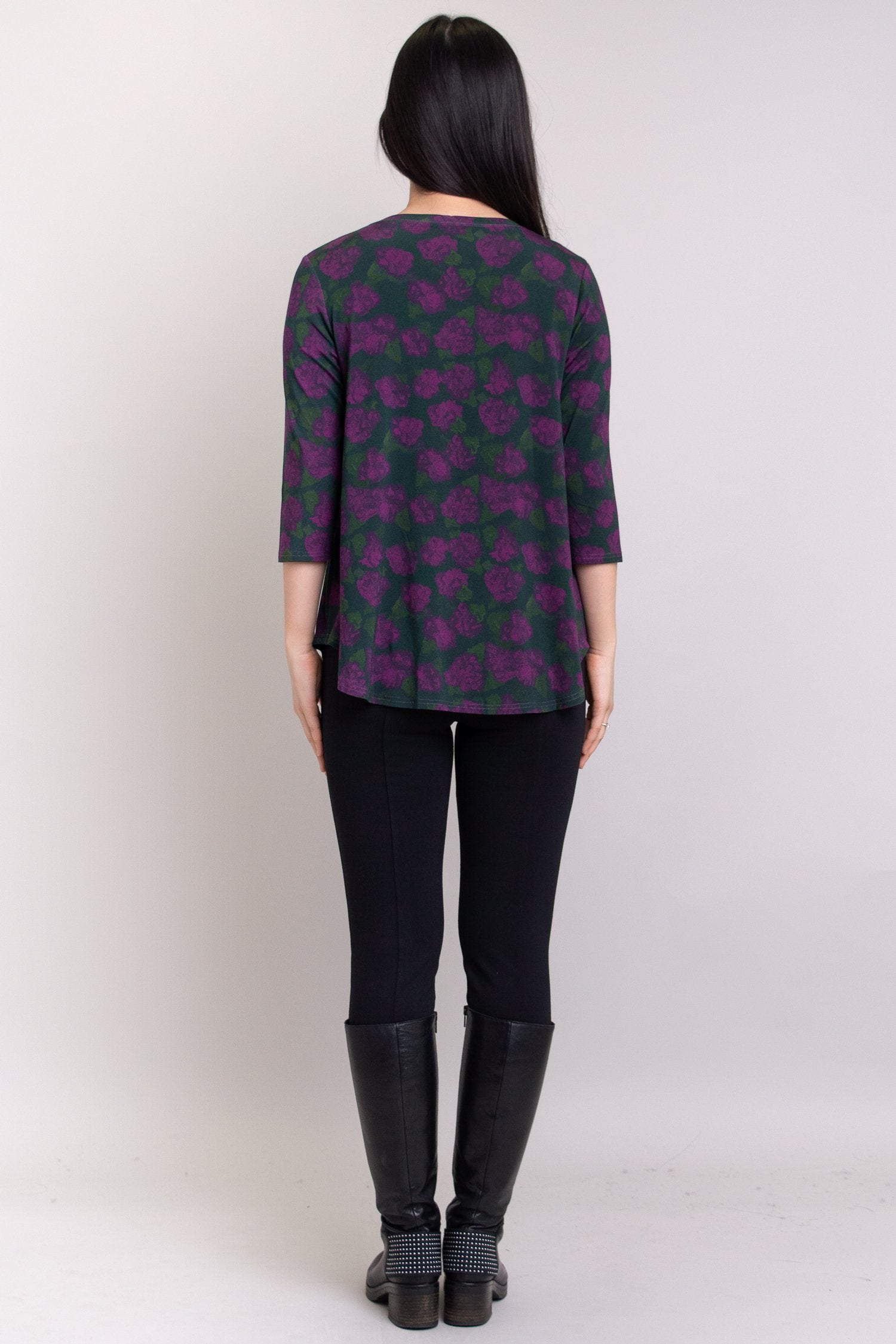 Jazz 3/4 Sleeve Women's Top with Watercolor Floral Print - Soft Bamboo Fabric - Perfect for Casual Wear, Summer Outfits & Music Festivals