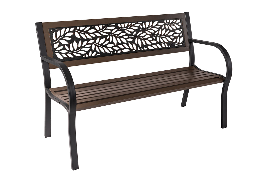 Tube Steel Flora Bench - Modern Outdoor Garden Bench for Patio, Lawn, and Backyard Decor | Durable Metal Bench with Floral Design