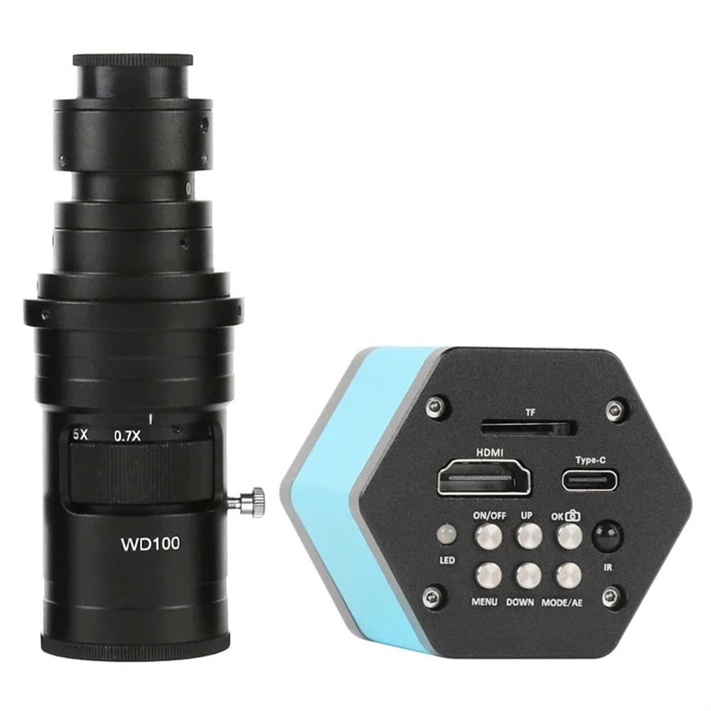 8.3MP 4K HDMI Microscope Camera with 200X Lens - 1080P 60FPS USB Type C Industrial Microscope Accessories Kit (Includes Microscope Slides) - Perfect for Lab Research, PCB Inspection & Biological Sample Observation