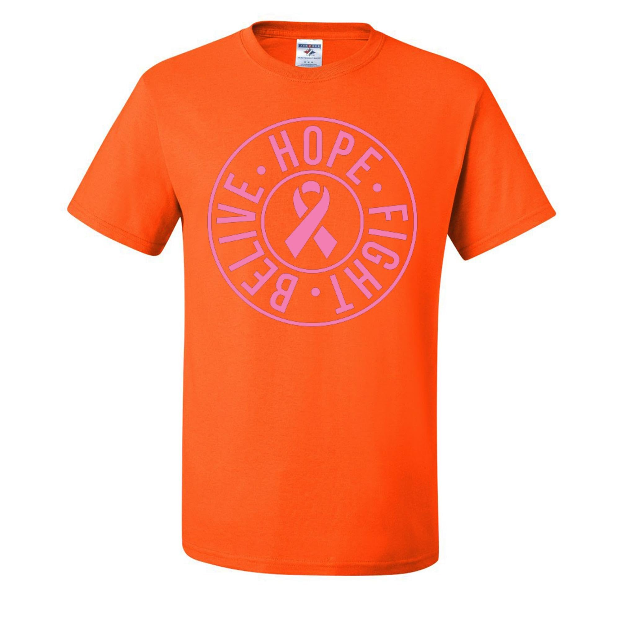 Wild Custom Apparel Believe Hope Fight Breast Cancer Awareness Graphic Men's T-Shirt - Support Cancer Survivors & Awareness Events