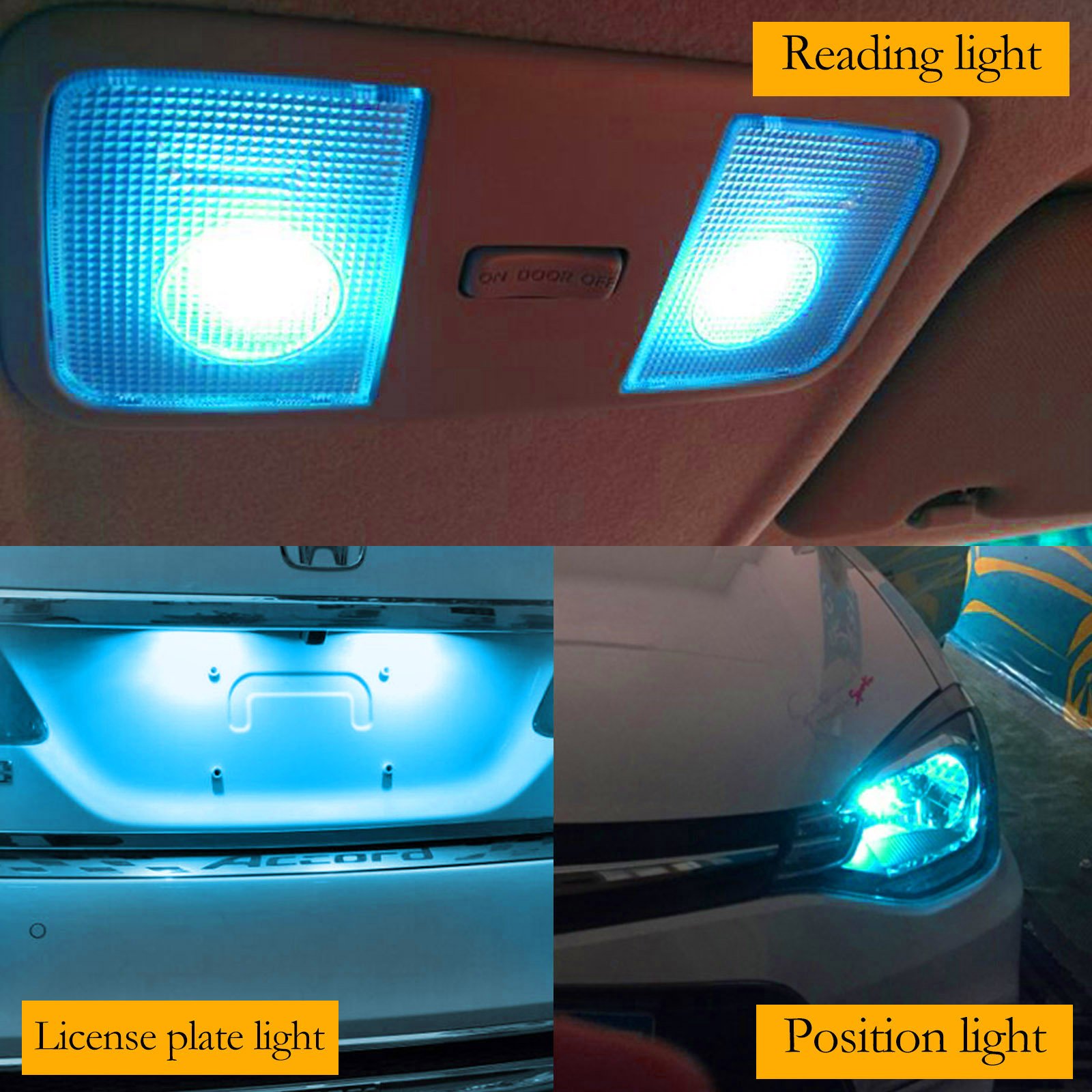 6-Pack T10 168 194 2825 W5W LED License Plate Lights - Super Bright Ice Blue Bulbs (6pcs) - Perfect for Cars, Trucks, SUVs & Motorcycles