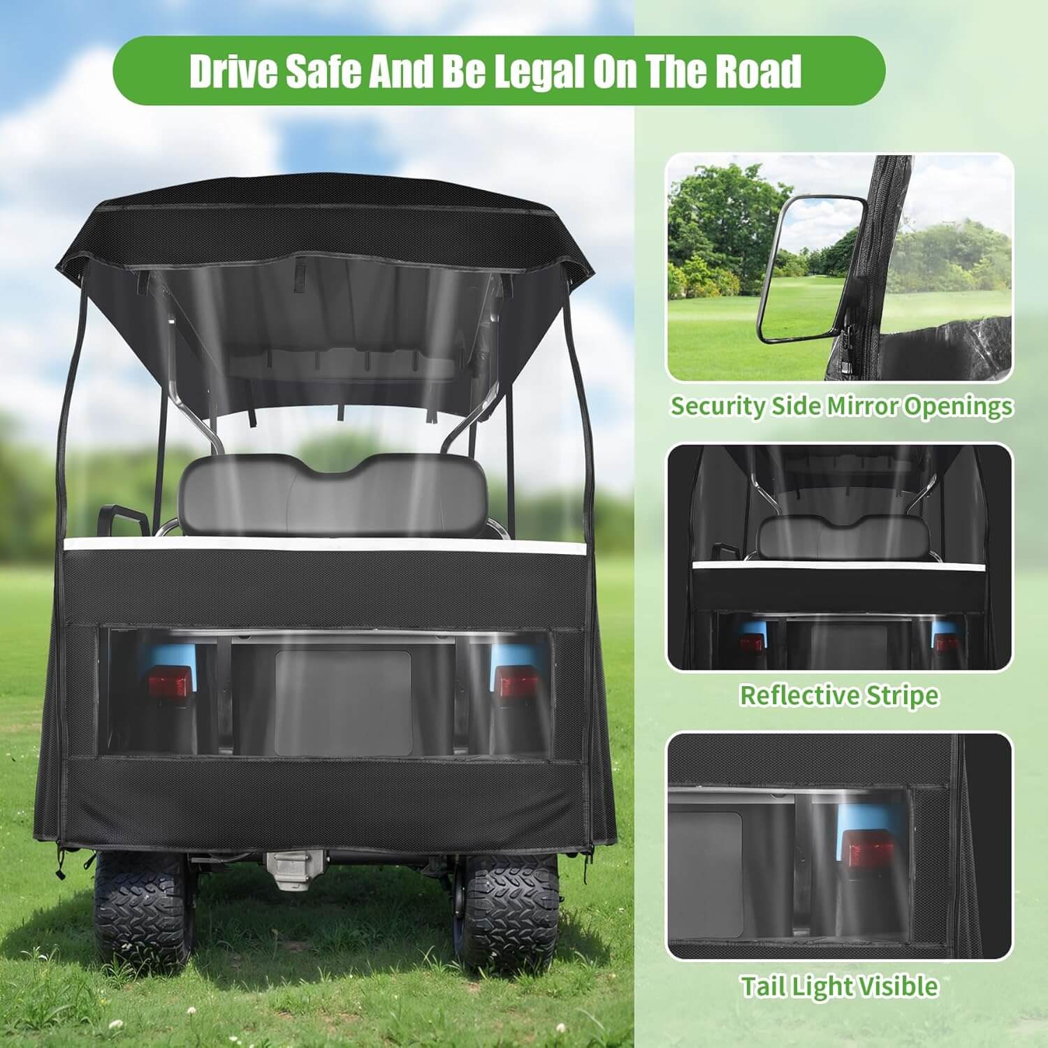 Yamaha EZGO Club Car Golf Cart Extended Roof Enclosure for 4 Passengers - All-Weather Protection for Golfing, Camping & Outdoor Adventures