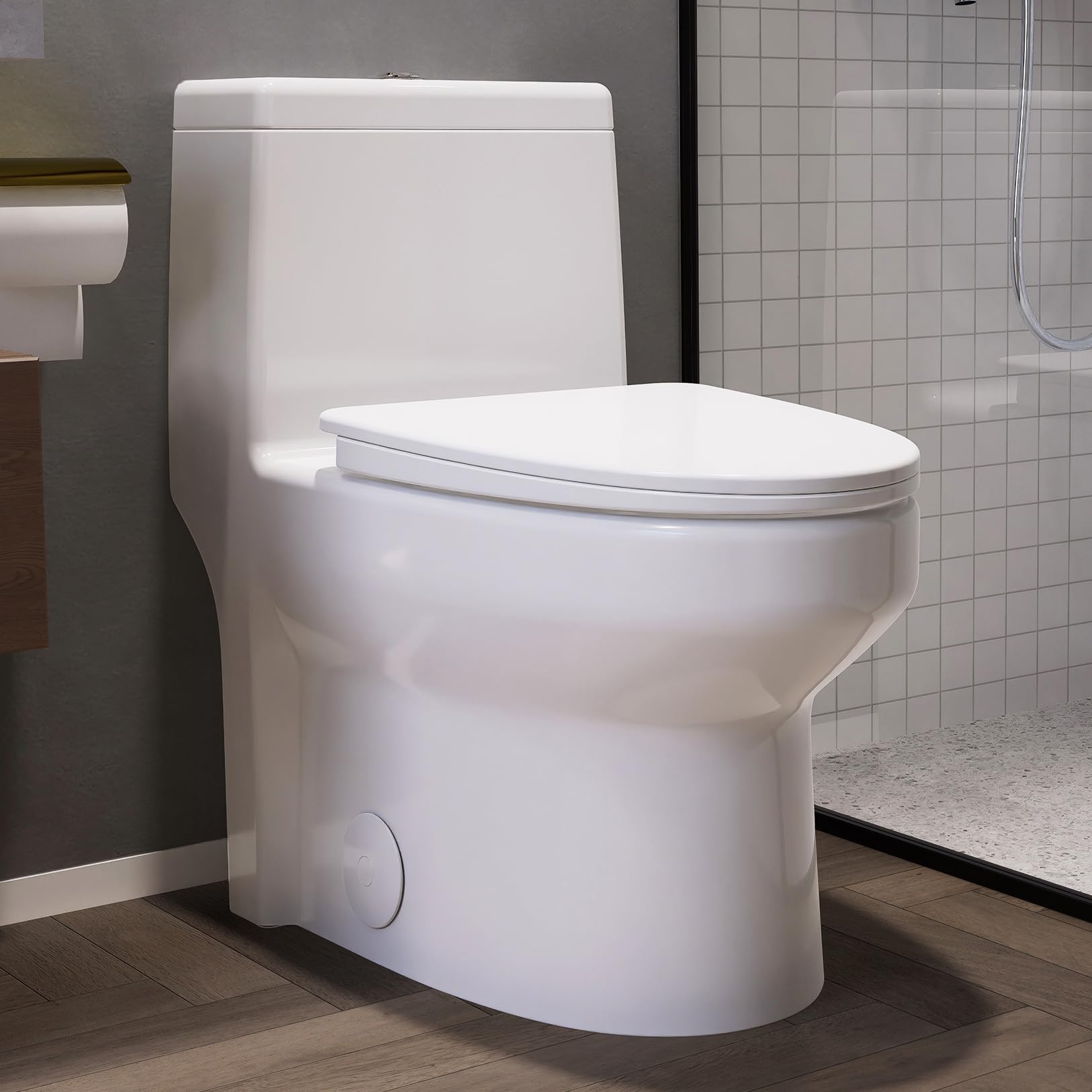 Elongated One Piece Toilet with Soft-Closing Seat - 12
