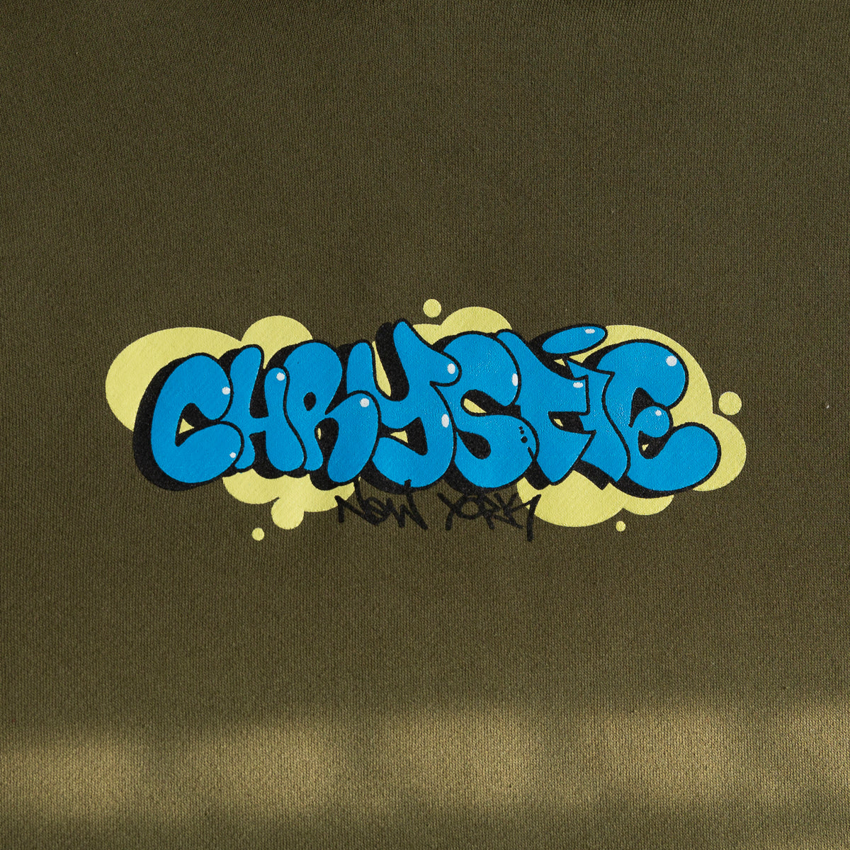 Chrystie NYC Bubble Graffiti Logo Hoodie - Army Green | Trendy Streetwear for Urban Fashion & Casual Outfits