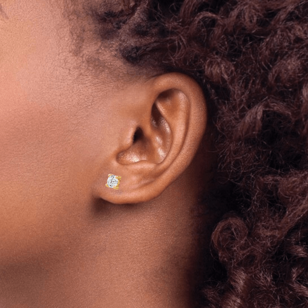 14K Gold Lab-Grown Diamond Round Solitaire Stud Earrings for Women - Hypoallergenic & Durable Everyday Luxury Jewelry for Work, Parties & Special Occasions