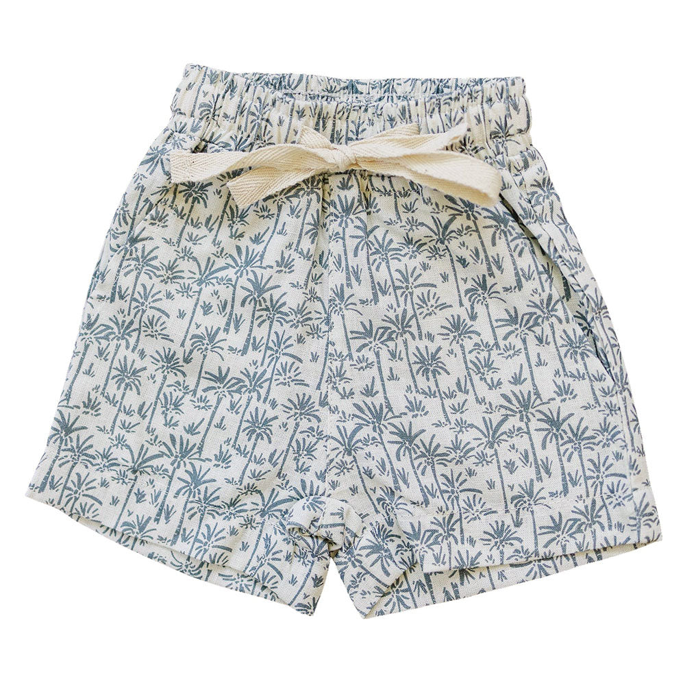 Breathable Linen Cotton Shorts for Men & Women - Tropical Palm Tree Design - Perfect for Summer, Beach, and Casual Wear