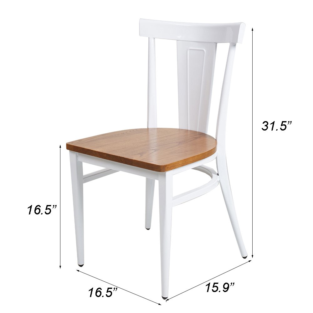 Modern Dining Chairs Set of 2 - White Wooden Seat & Metal Frame Kitchen Side Chairs for Home, Restaurant or Office Use - Comfortable & Durable for Daily Dining, Entertaining Guests or Commercial Spaces