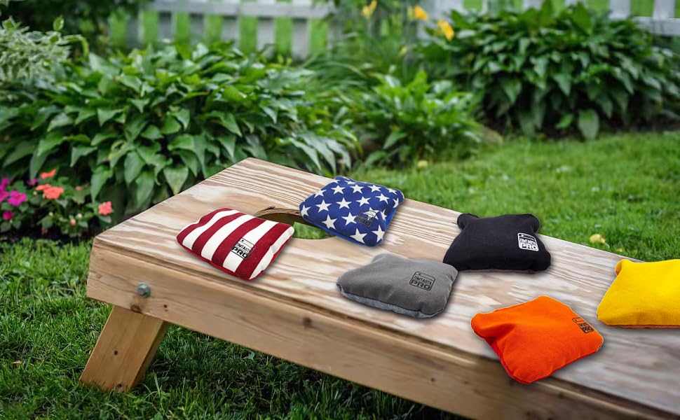 Professional Dual-Sided Cornhole Bags Set of 8 - Regulation Size Bean Bags with Slick & Stick Sides for Outdoor Games, Tailgating, and Backyard Parties