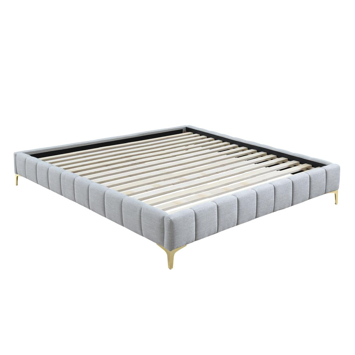 Georgia Fabric King Bed Frame - Upholstered Platform Bed with Wooden Slats, Noise-Free Support for Master Bedroom & Guest Room - Easy Assembly & Modern Design